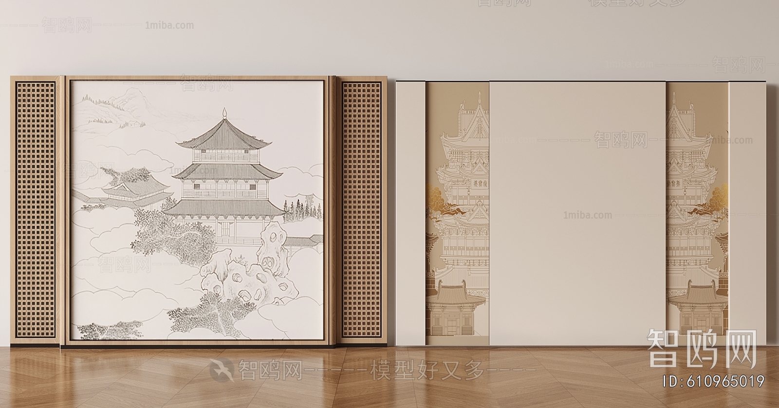 New Chinese Style TV Wall