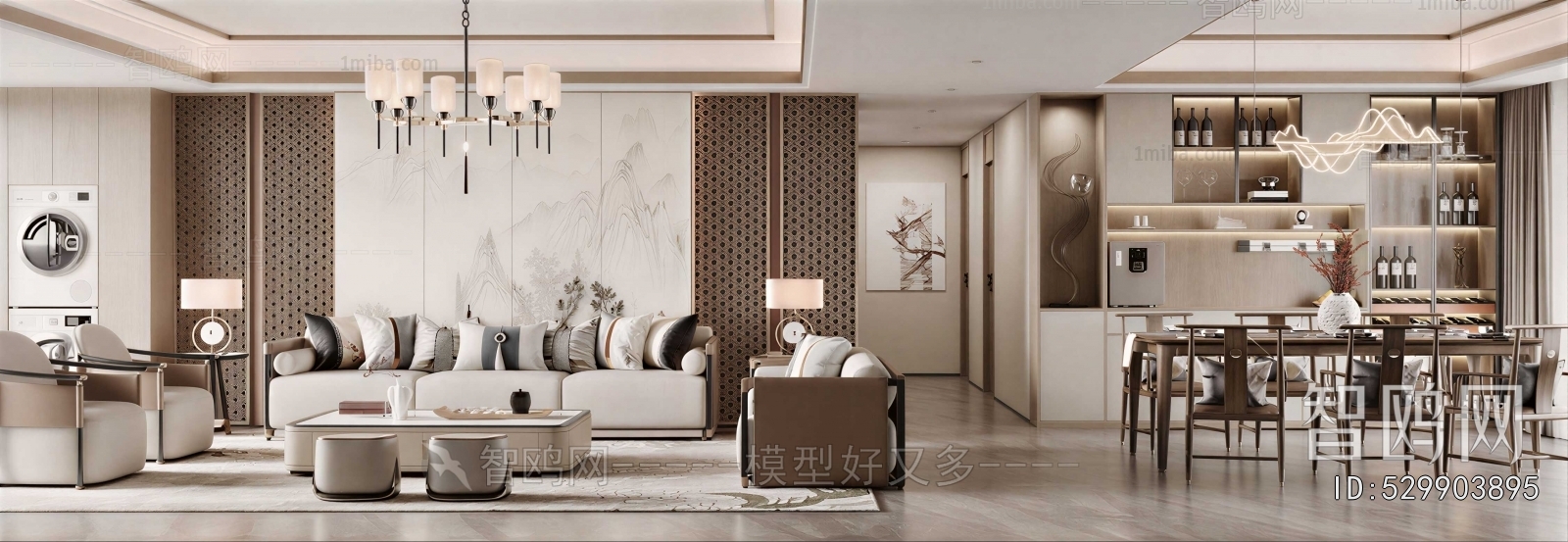 New Chinese Style A Living Room