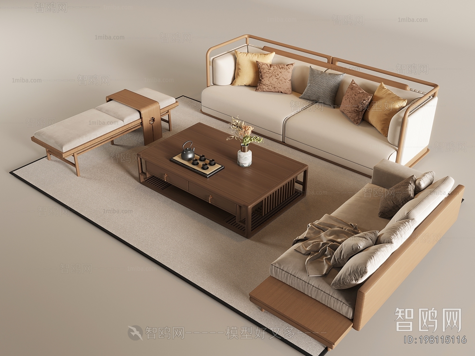 New Chinese Style Sofa Combination