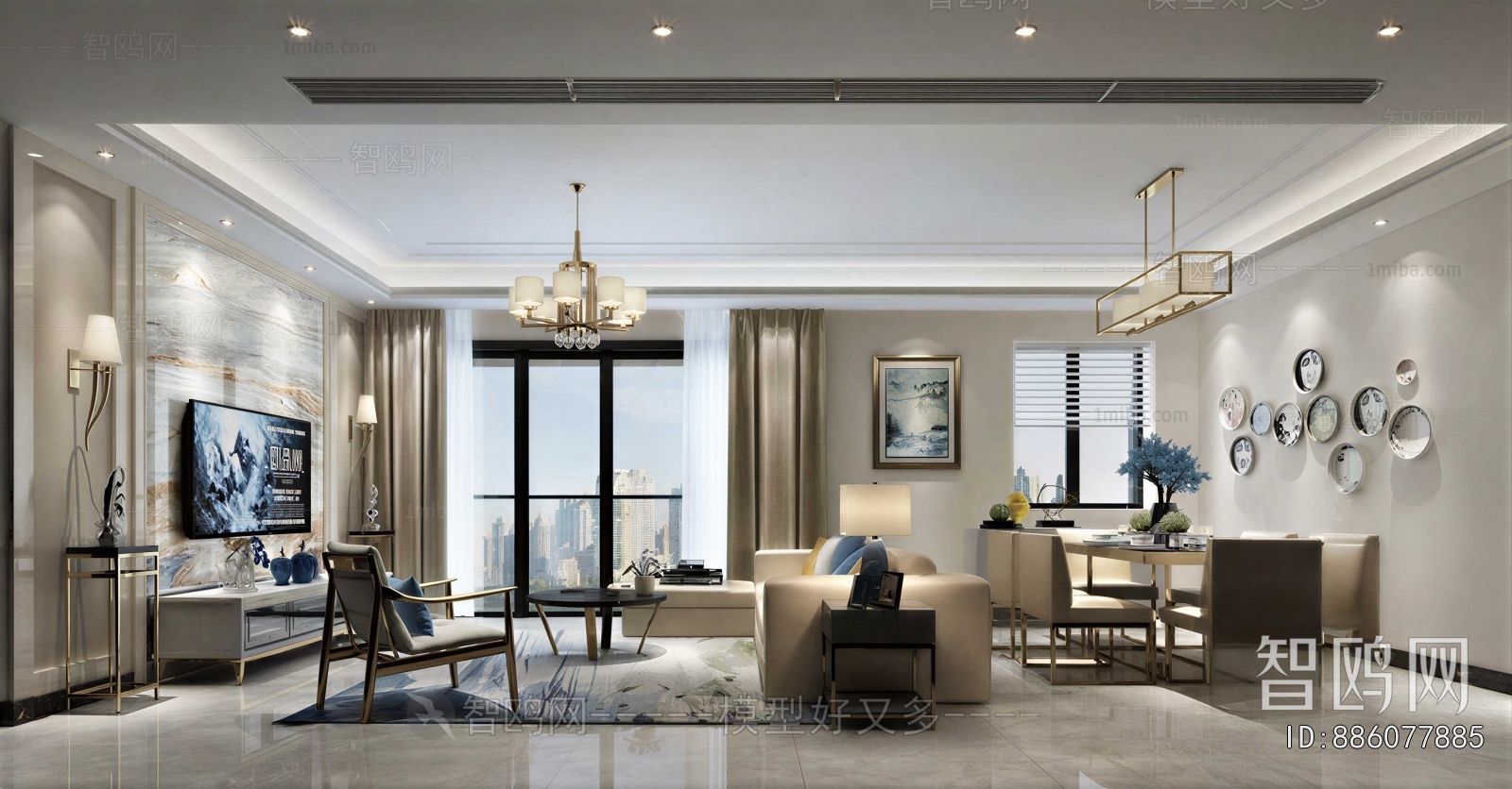 New Chinese Style A Living Room