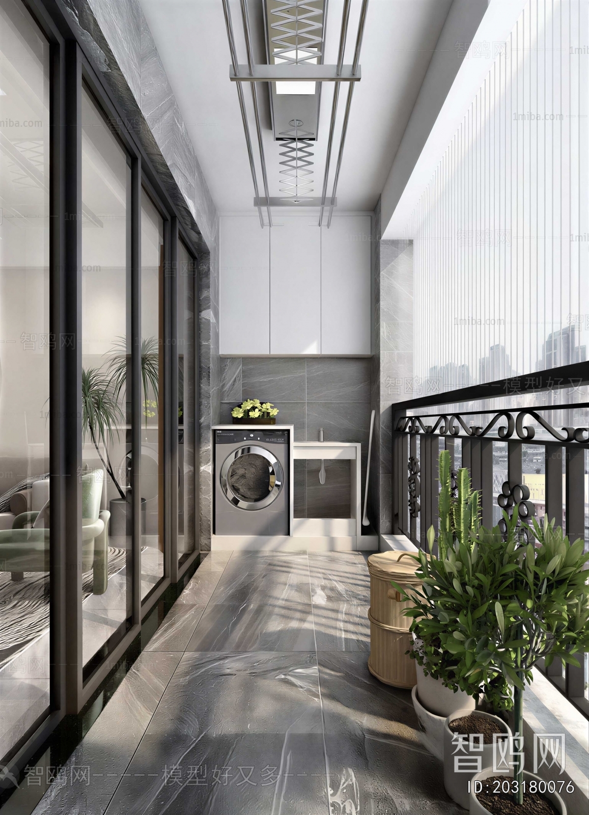Modern Balcony Laundry Room