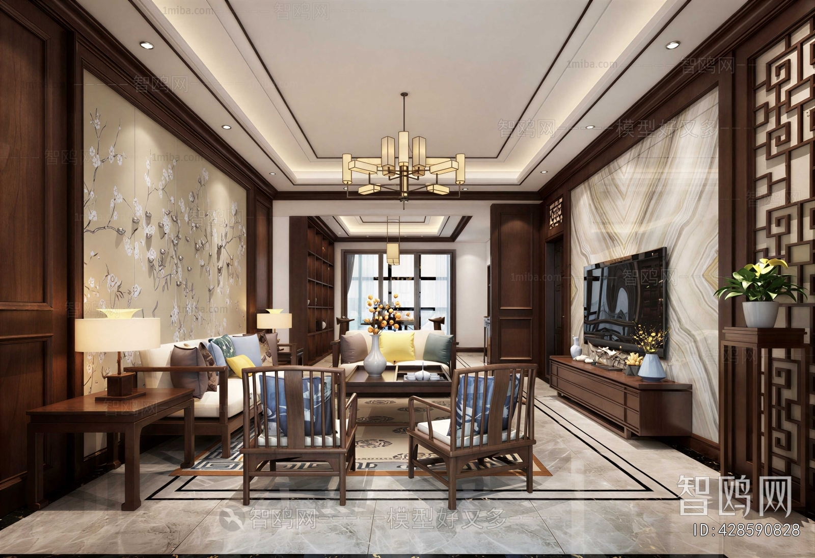 New Chinese Style A Living Room