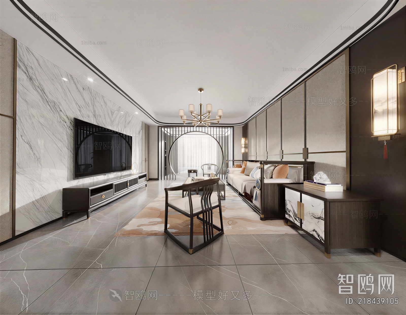 New Chinese Style A Living Room