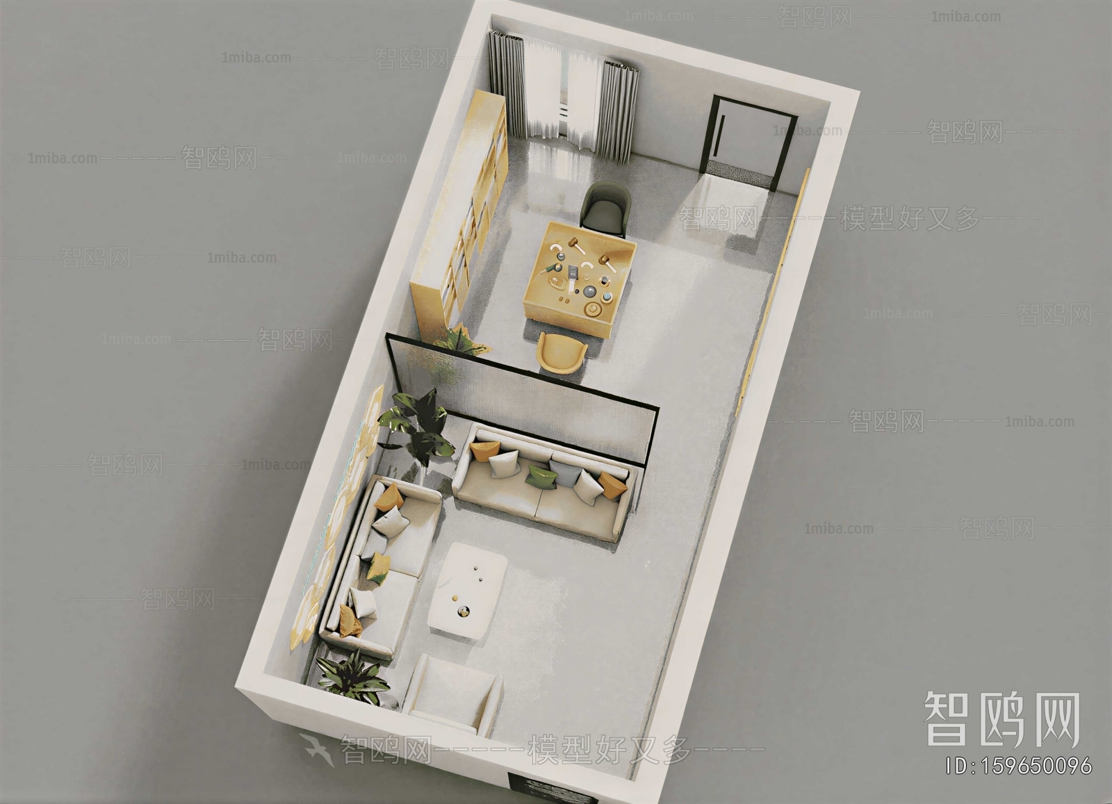 Modern Bird 's-eye View Of Office