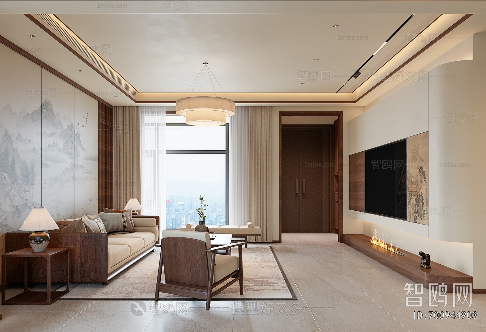 New Chinese Style A Living Room