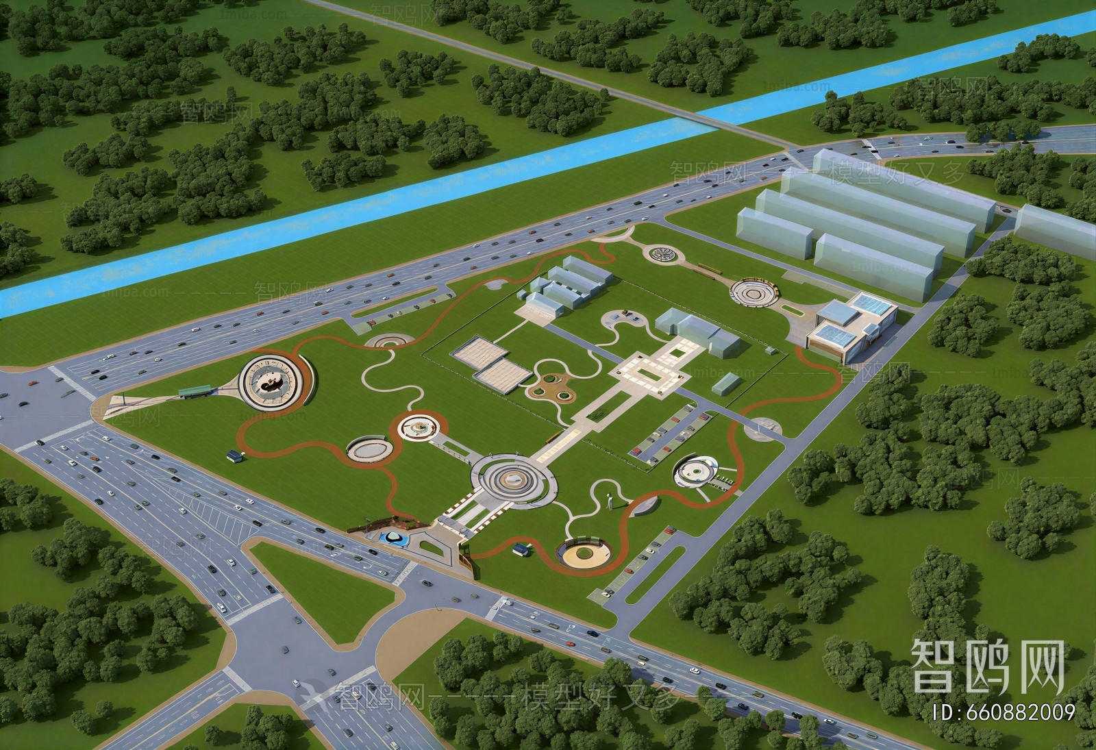 Modern Architectural Bird's-eye View Planning