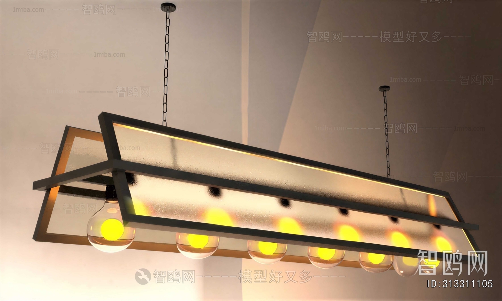 Industrial Style Long Chandelier