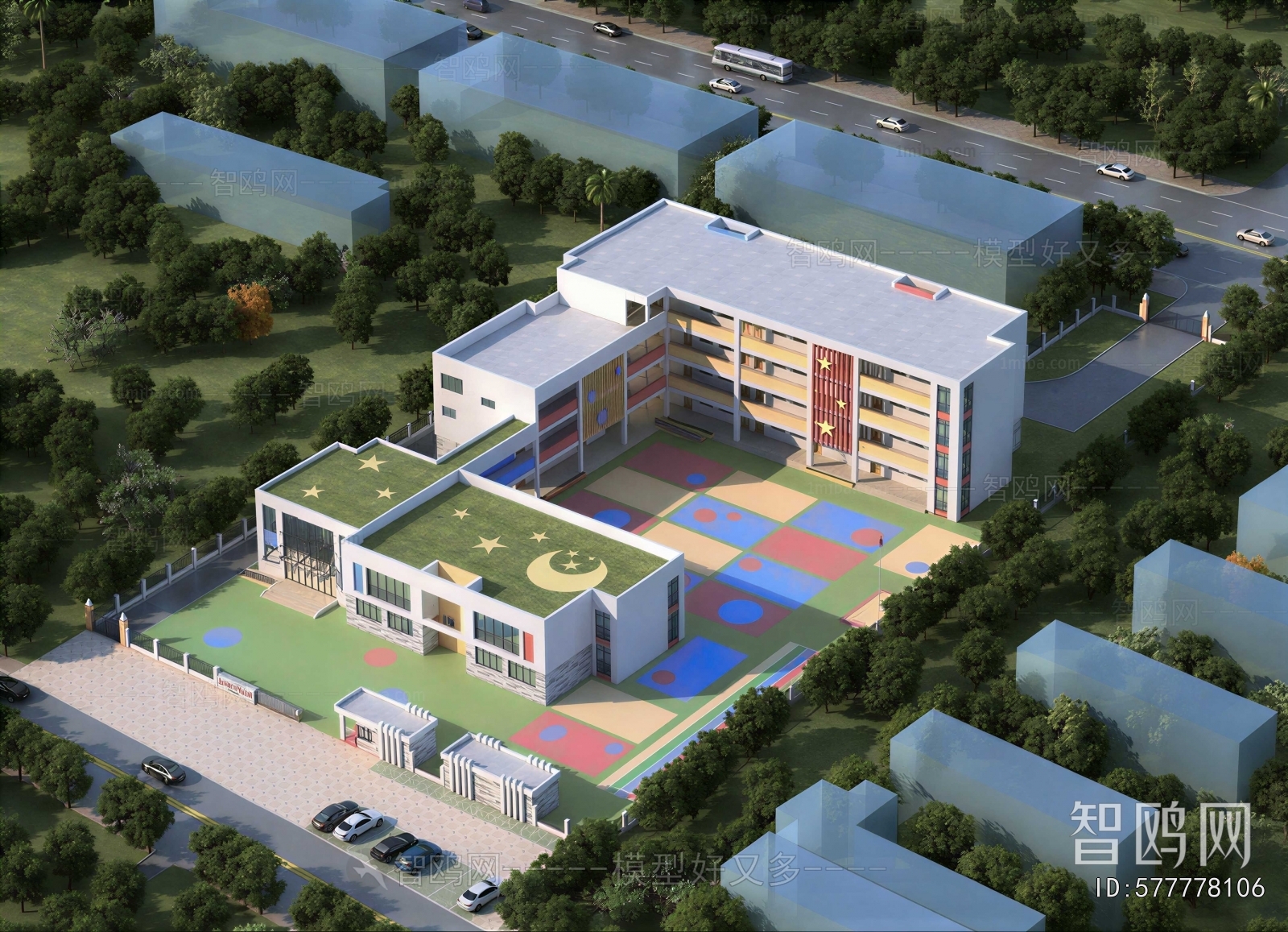 Modern Architectural Bird's-eye View Planning