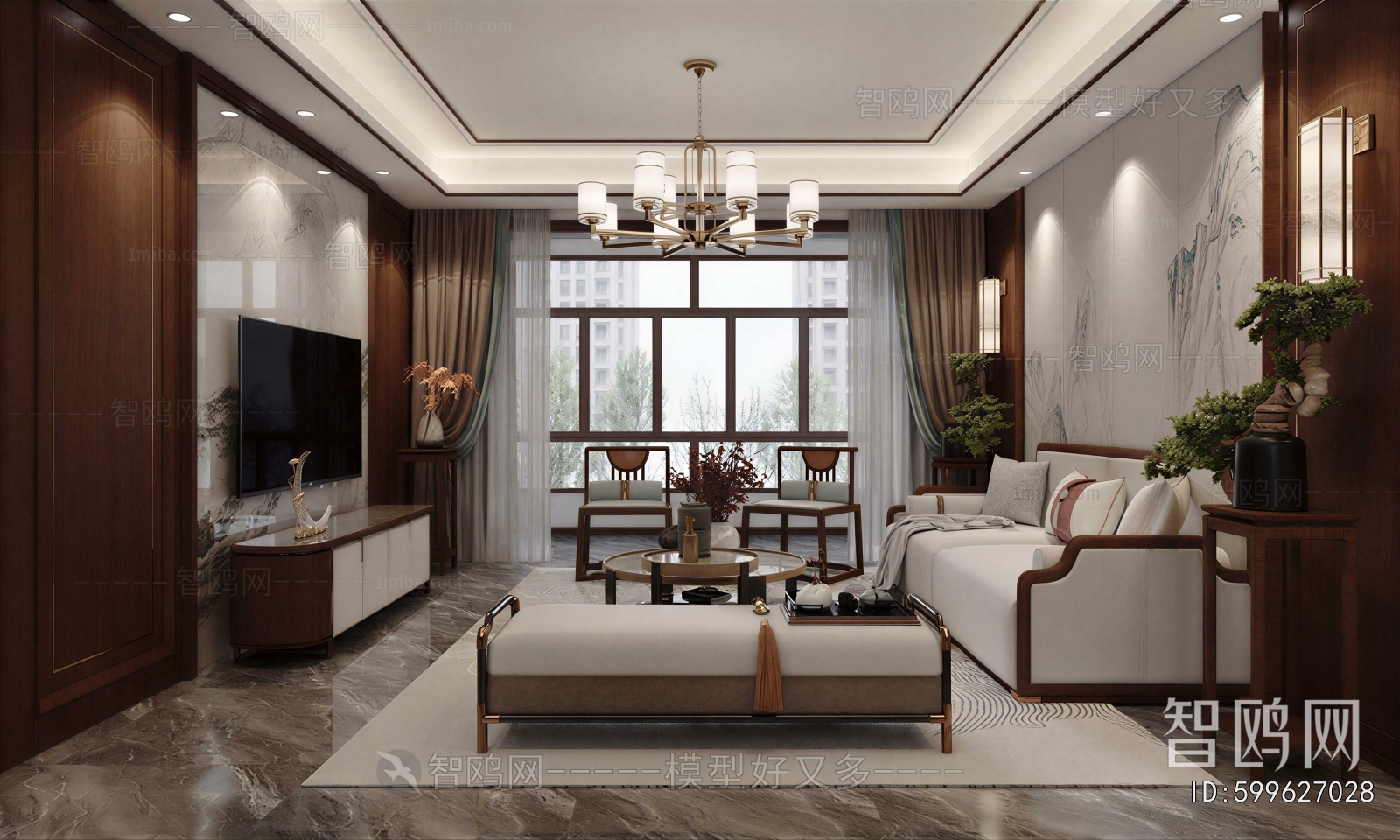 New Chinese Style A Living Room