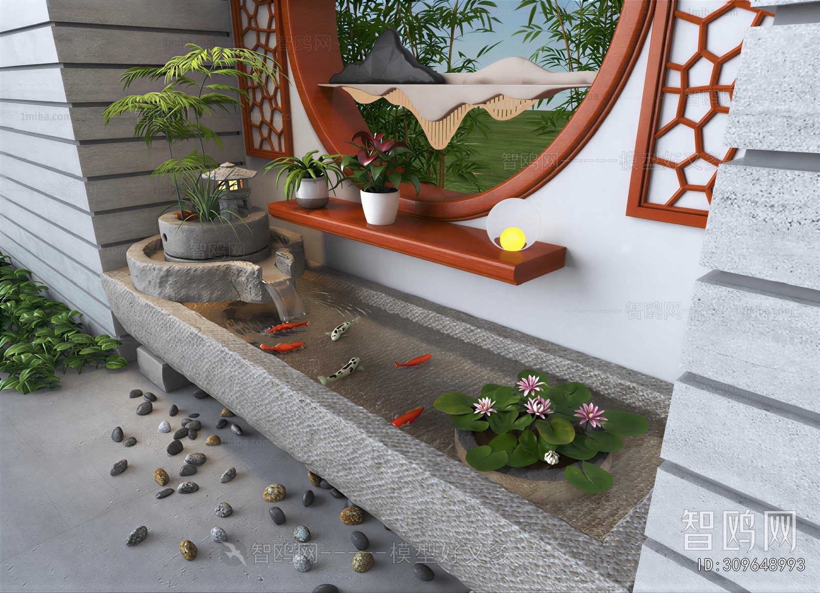 New Chinese Style Rockery Waterscape