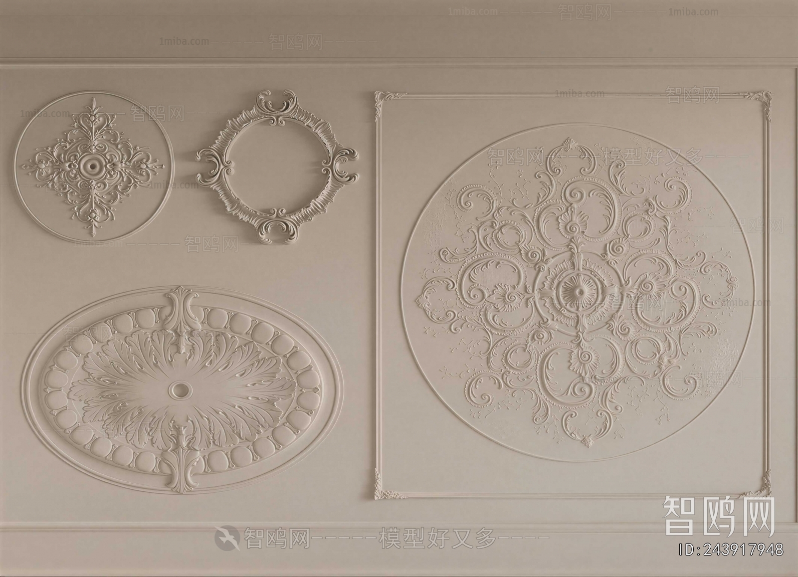 French Style Plaster Carved Top Plate