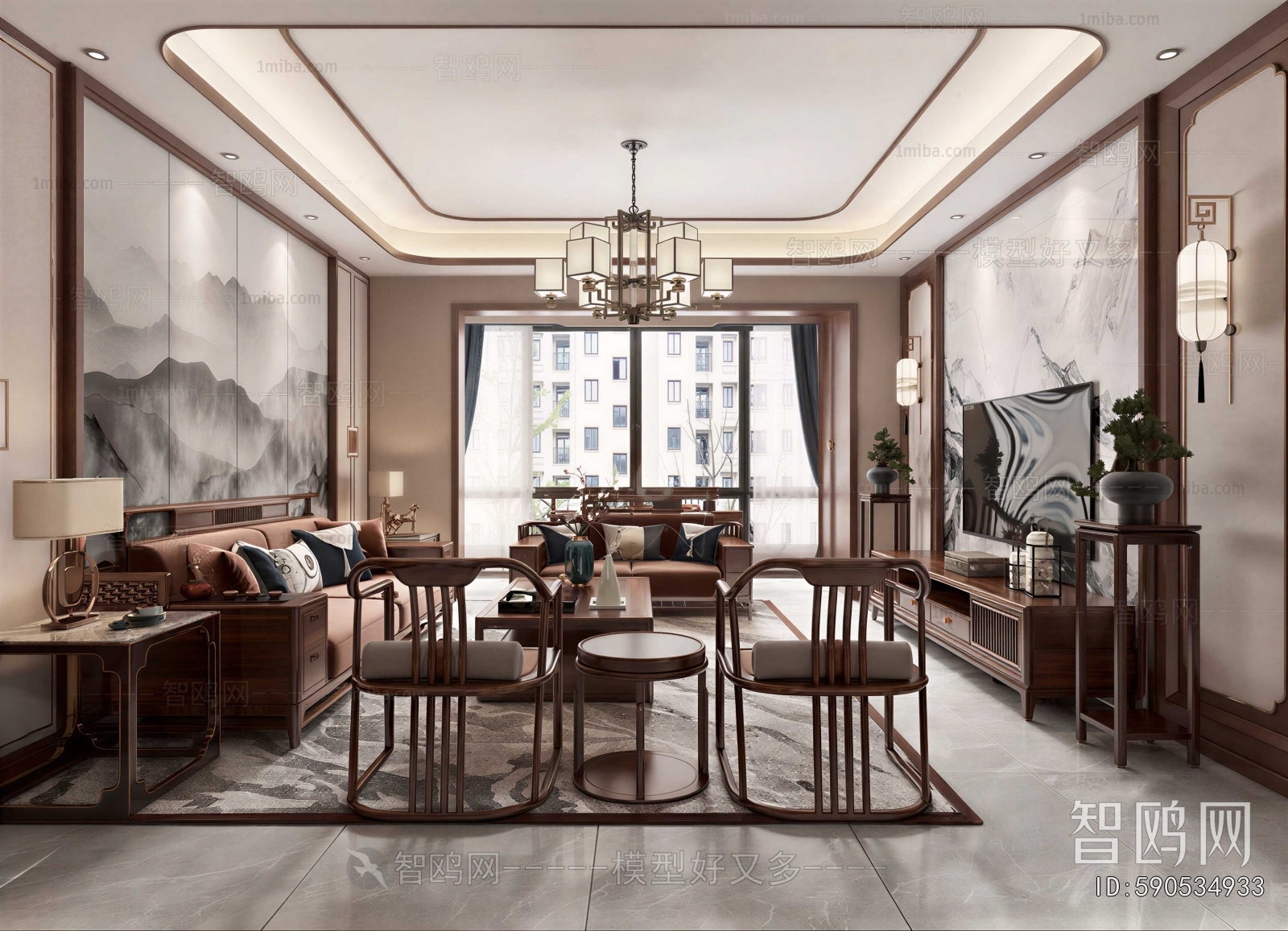 New Chinese Style A Living Room