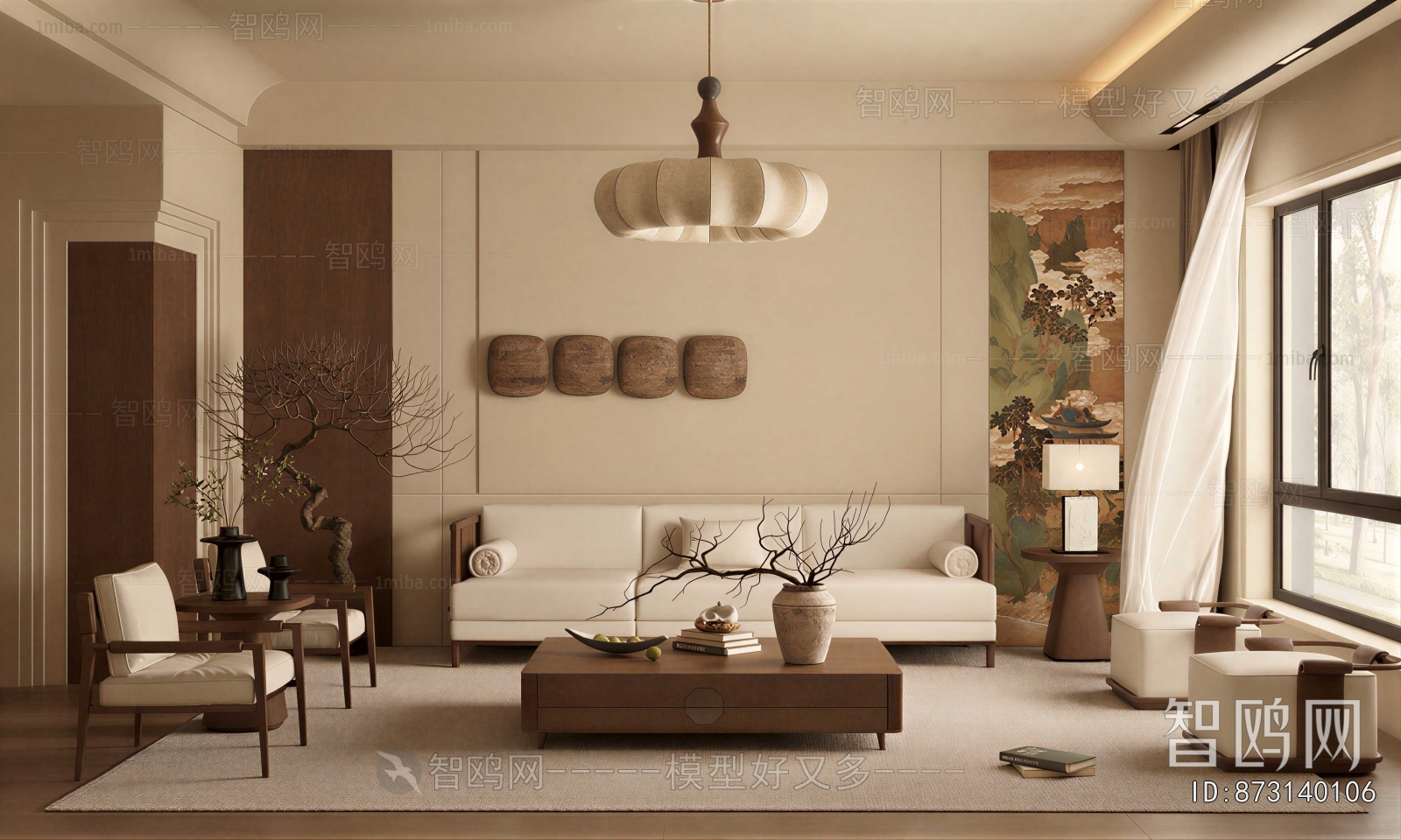 New Chinese Style A Living Room