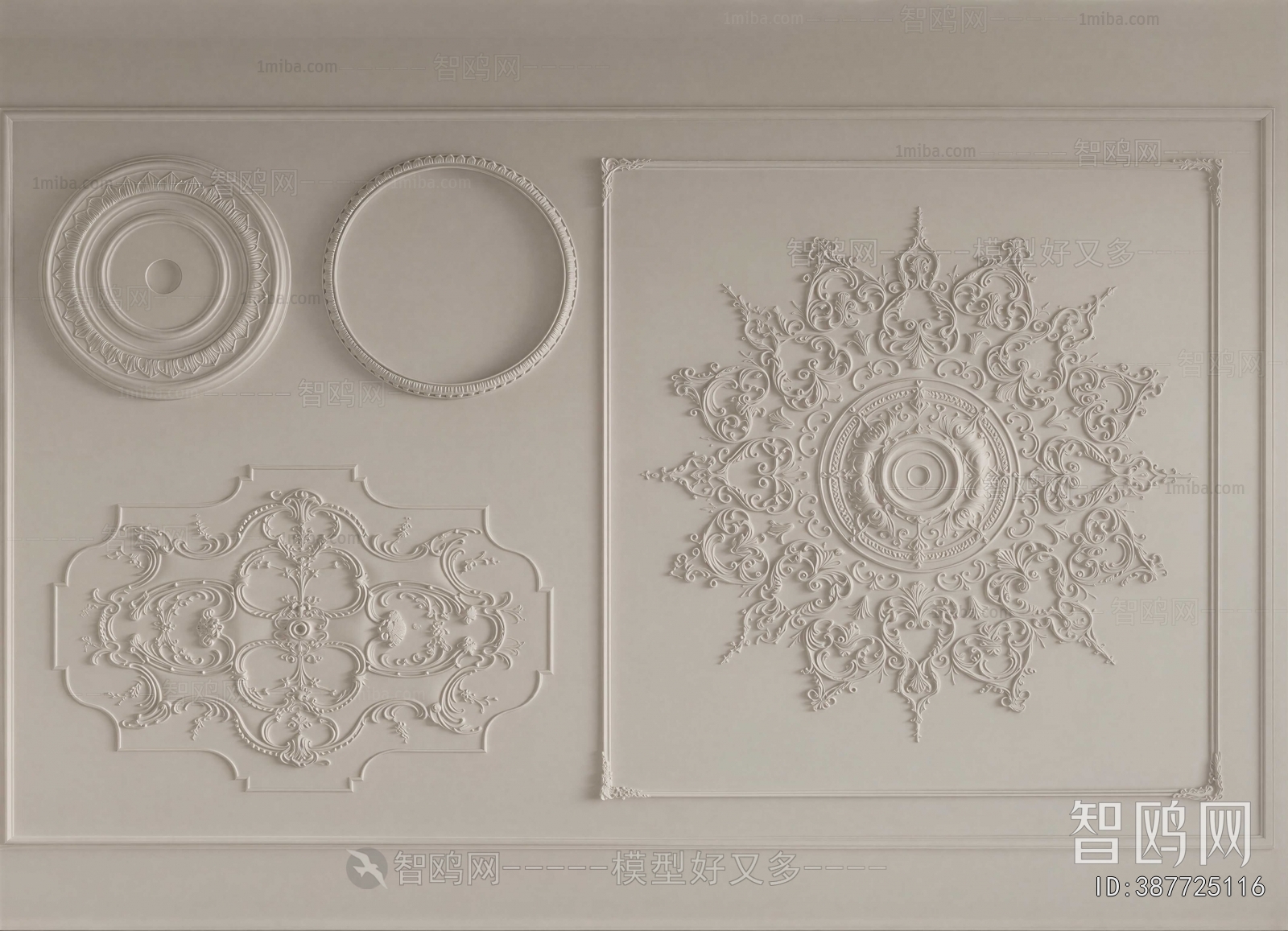 French Style Plaster Carved Top Plate