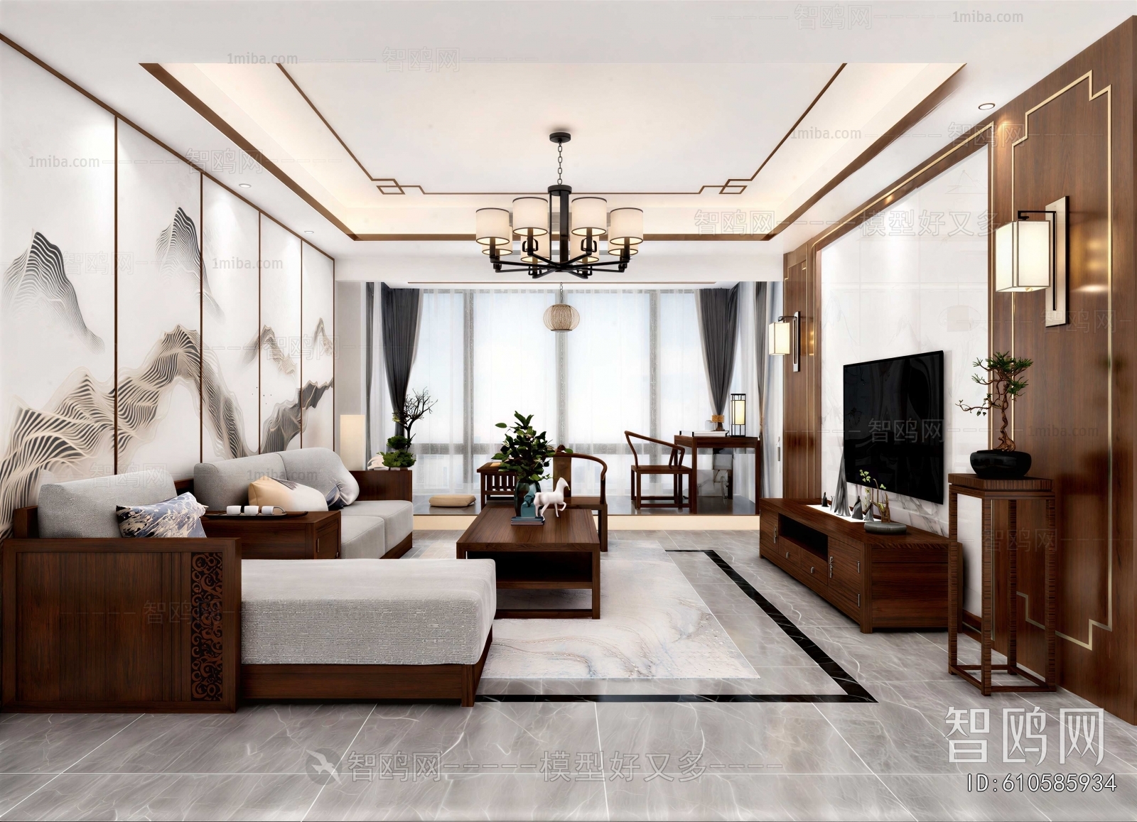 New Chinese Style A Living Room