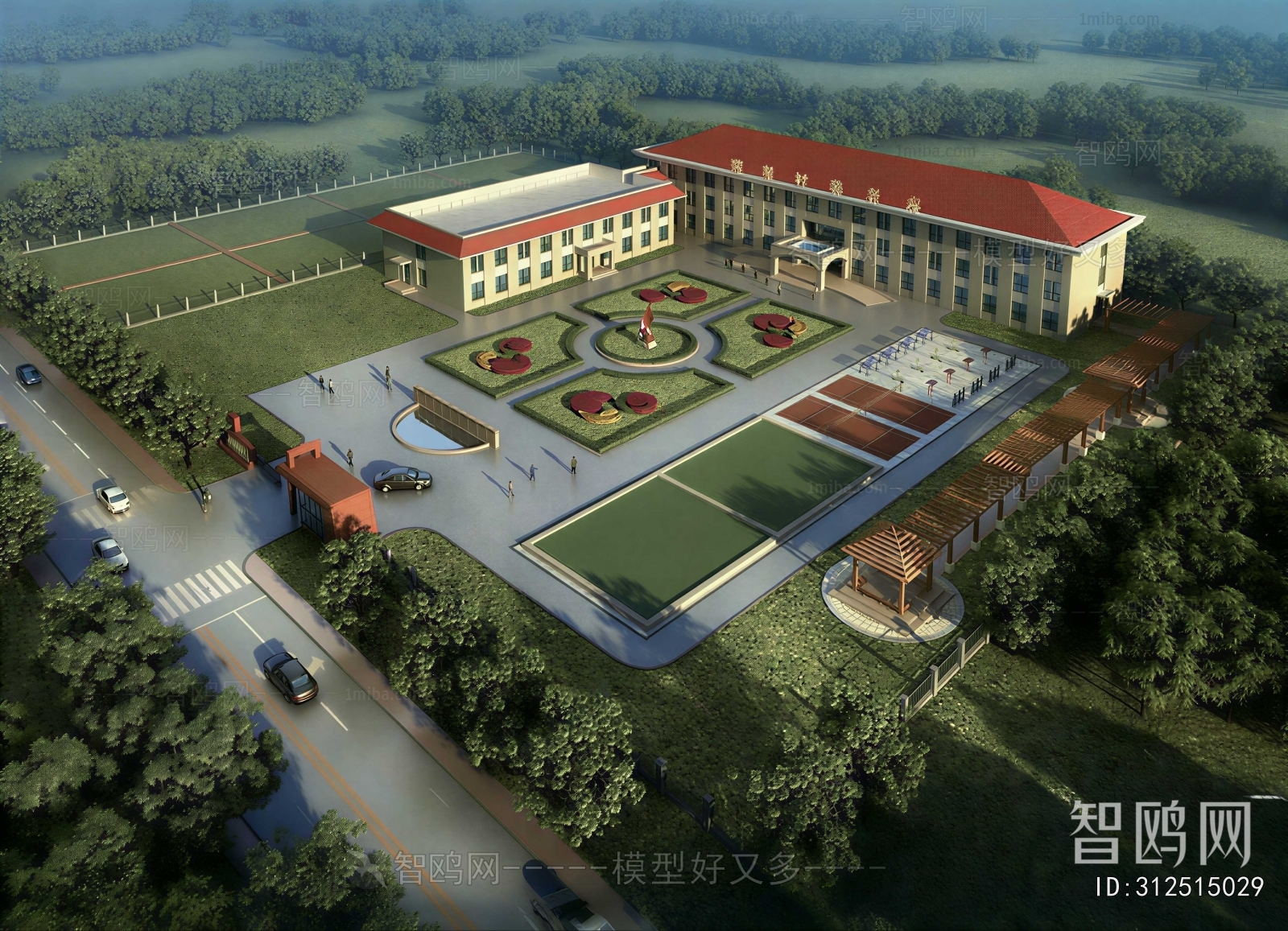 Modern Architectural Bird's-eye View Planning