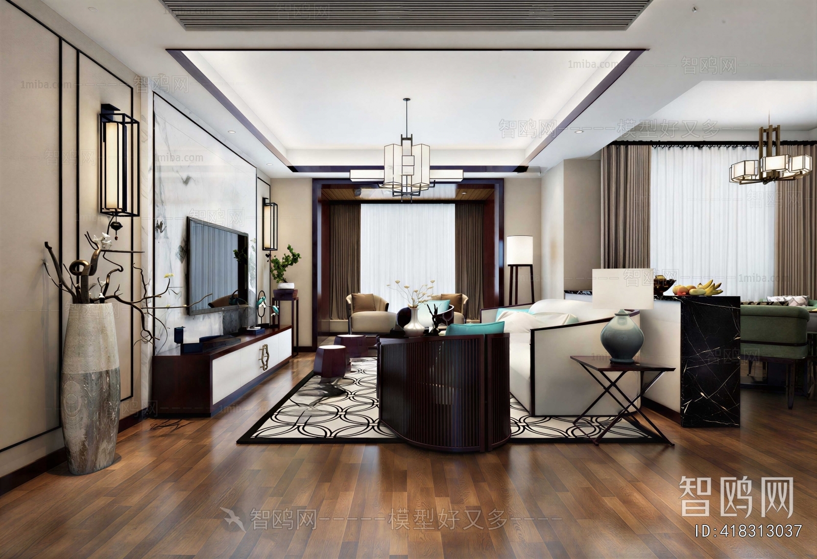 New Chinese Style A Living Room