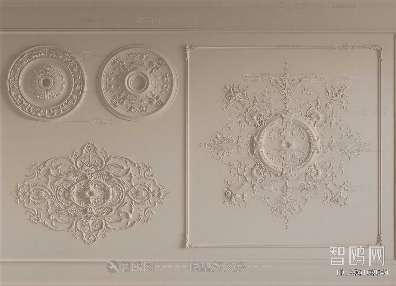 French Style Plaster Carved Top Plate