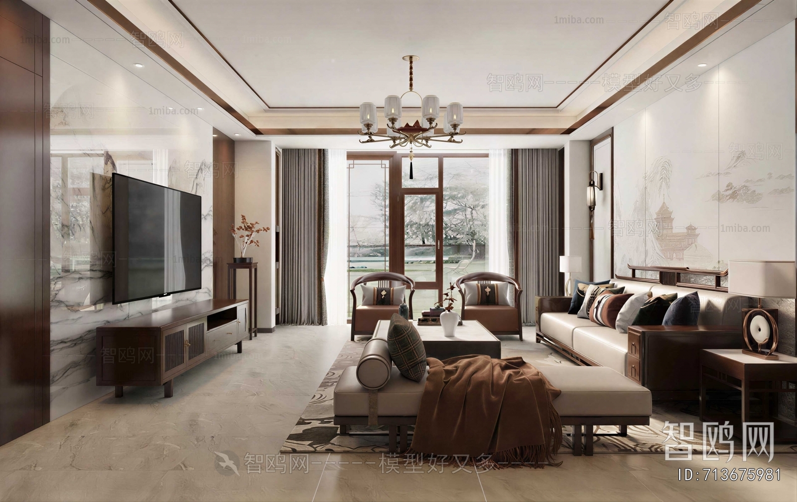 New Chinese Style A Living Room