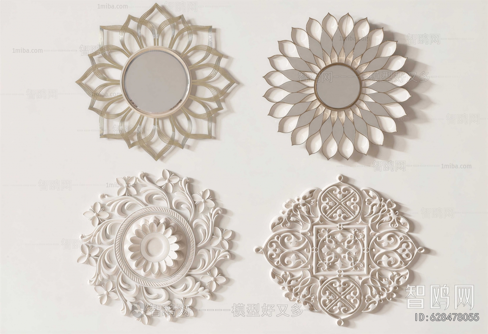 French Style Plaster Carved Top Plate
