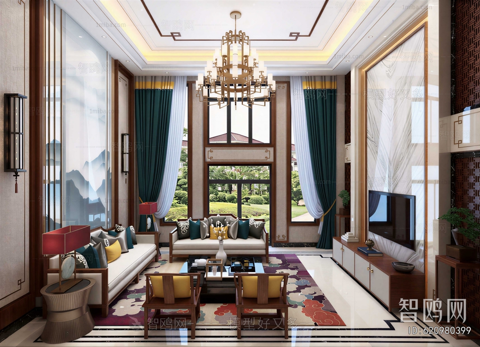 New Chinese Style A Living Room