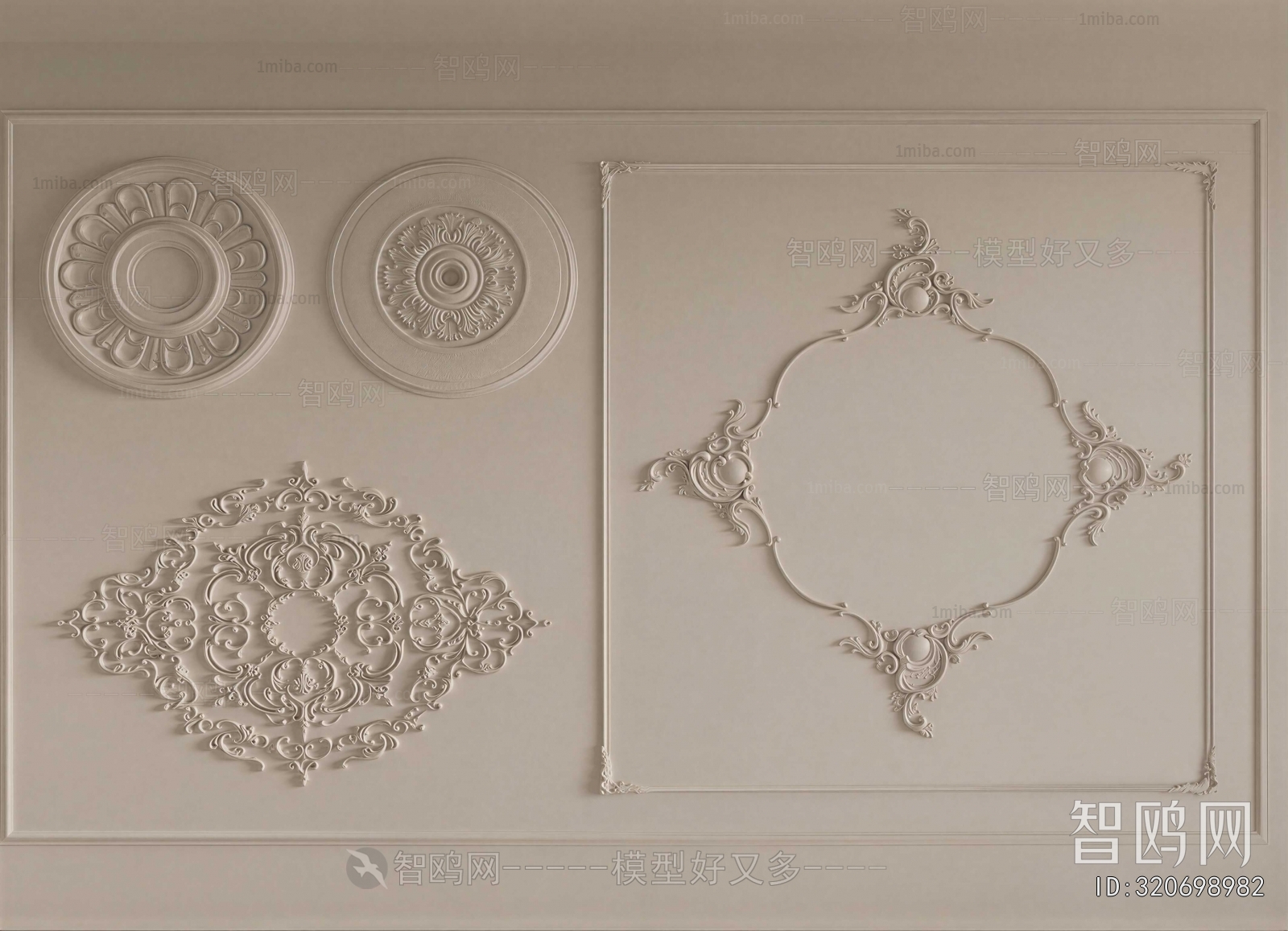 French Style Plaster Carved Top Plate
