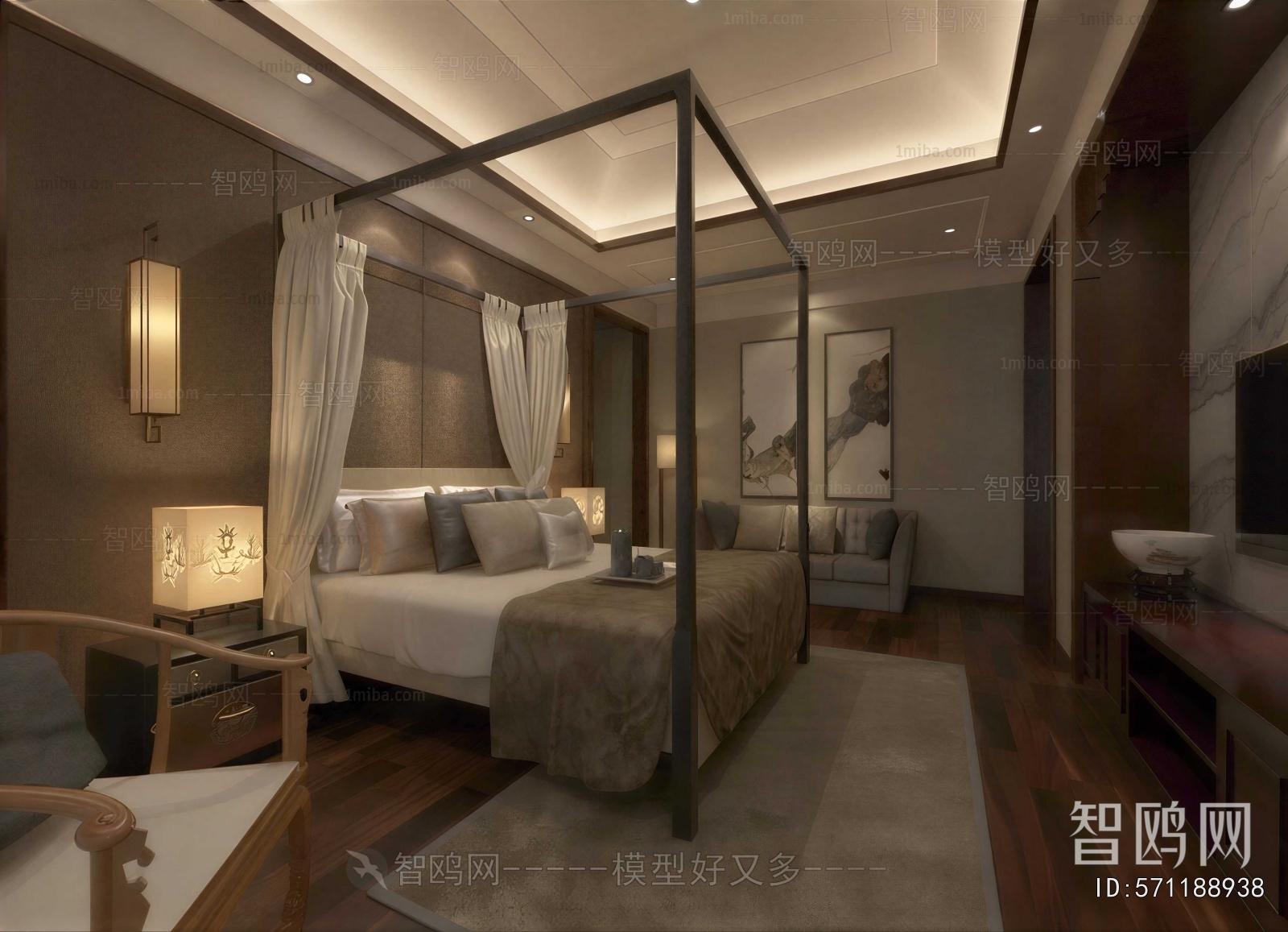 New Chinese Style Bedroom