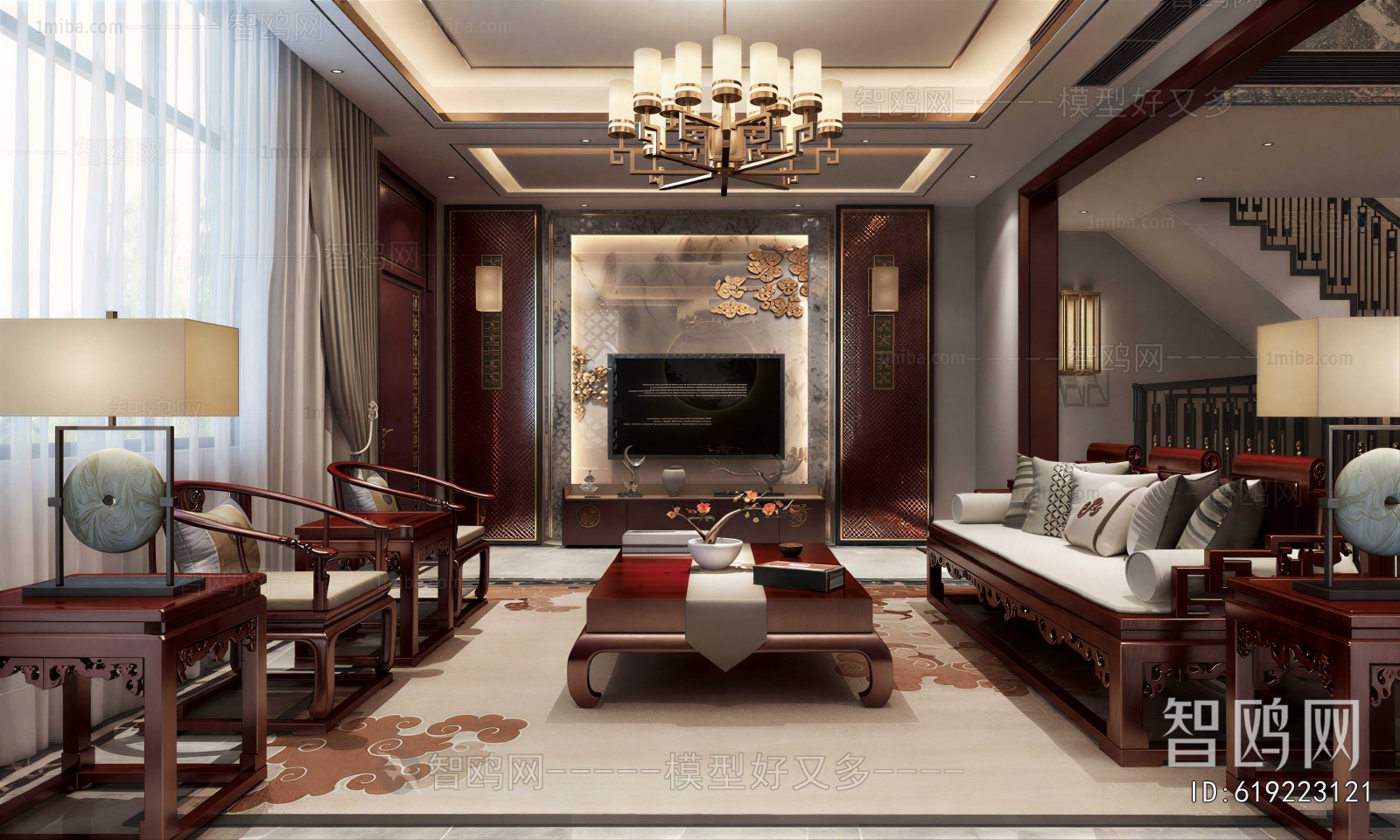 New Chinese Style A Living Room