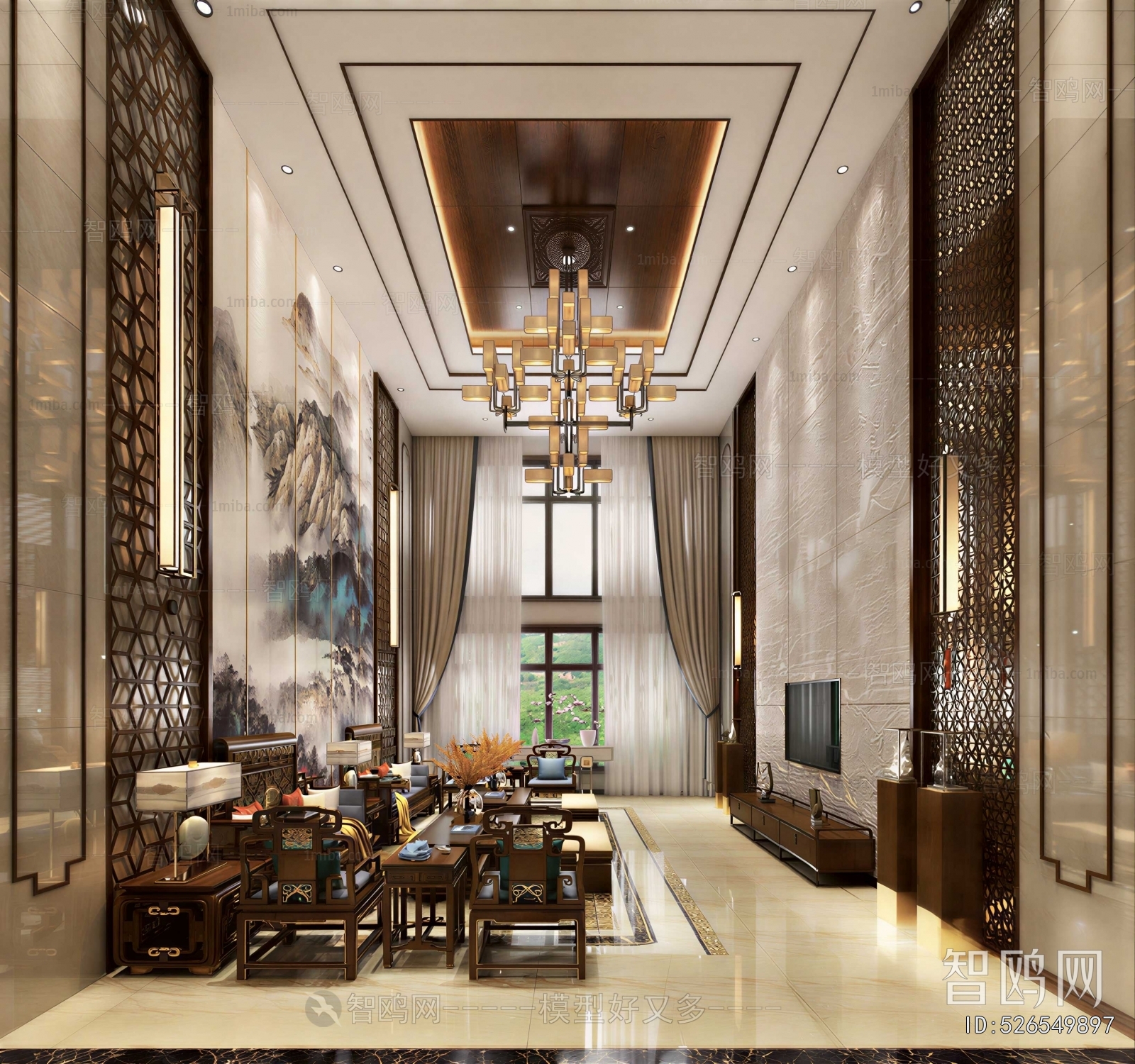 New Chinese Style A Living Room