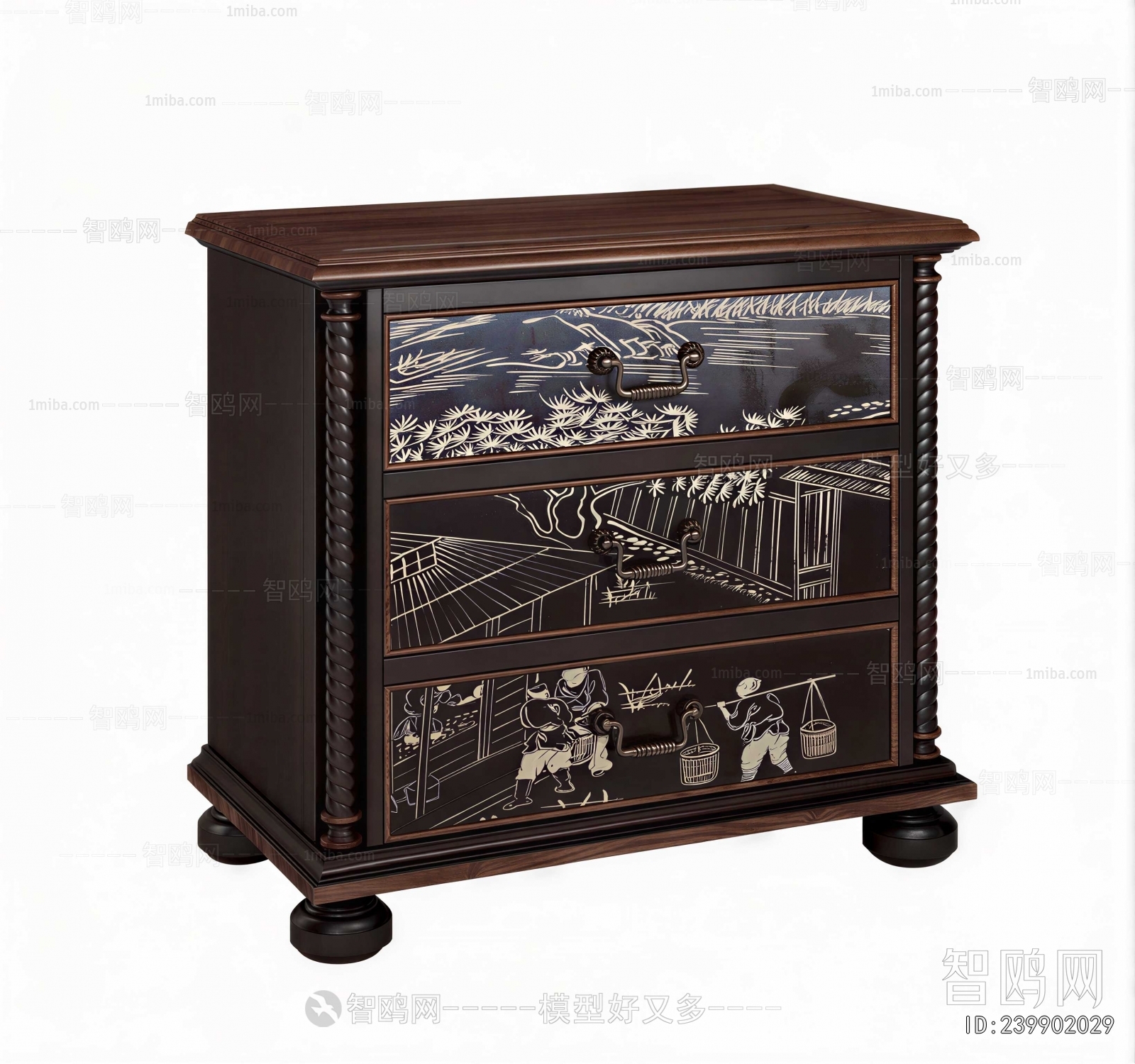 Chinese Style Bedside Cupboard