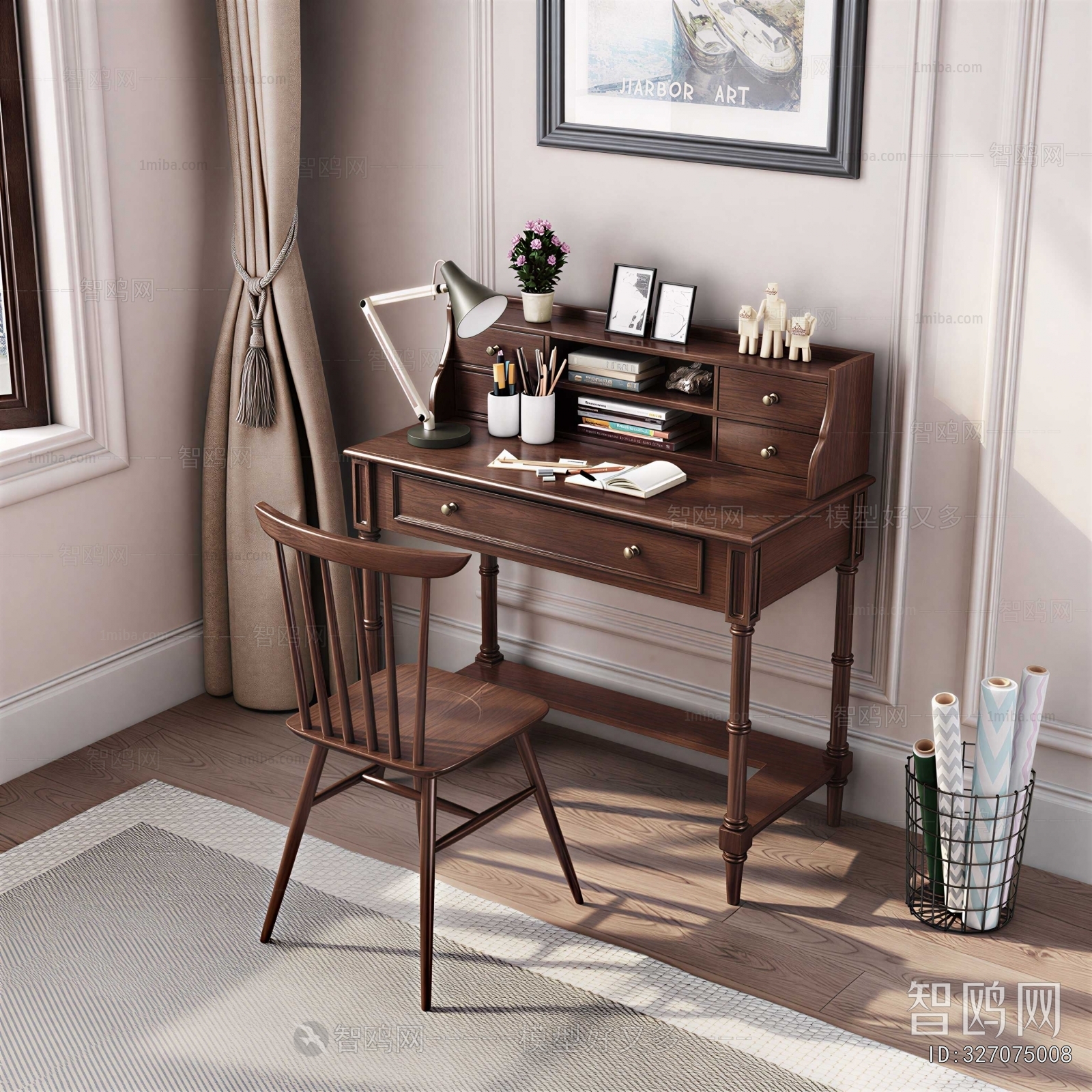 American Style Computer Desk And Chair