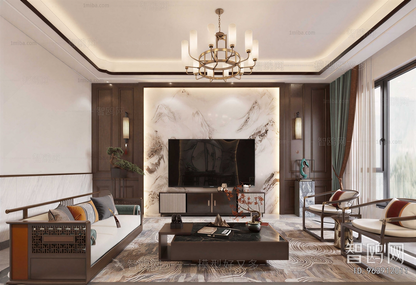 New Chinese Style A Living Room