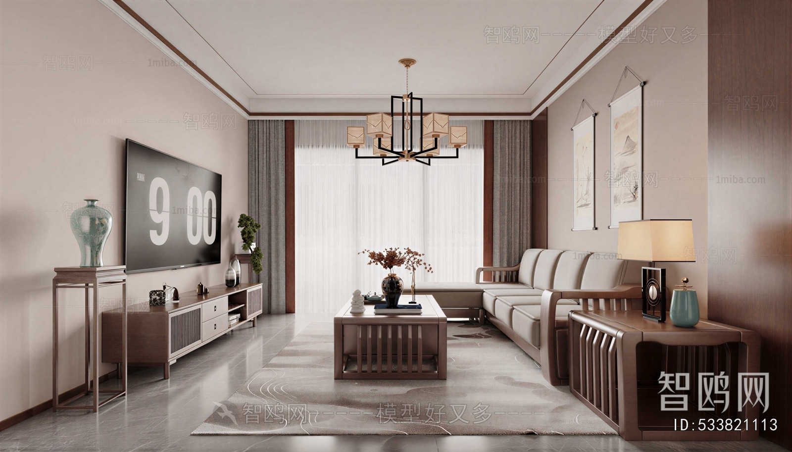 New Chinese Style A Living Room