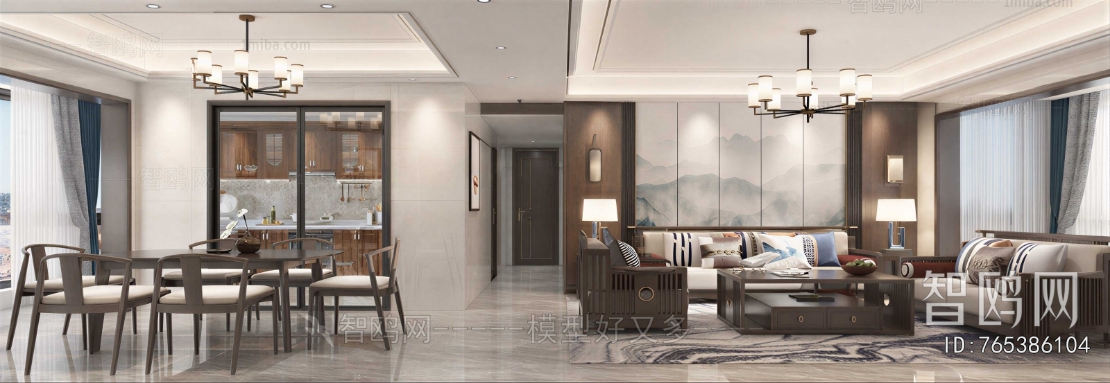 New Chinese Style A Living Room
