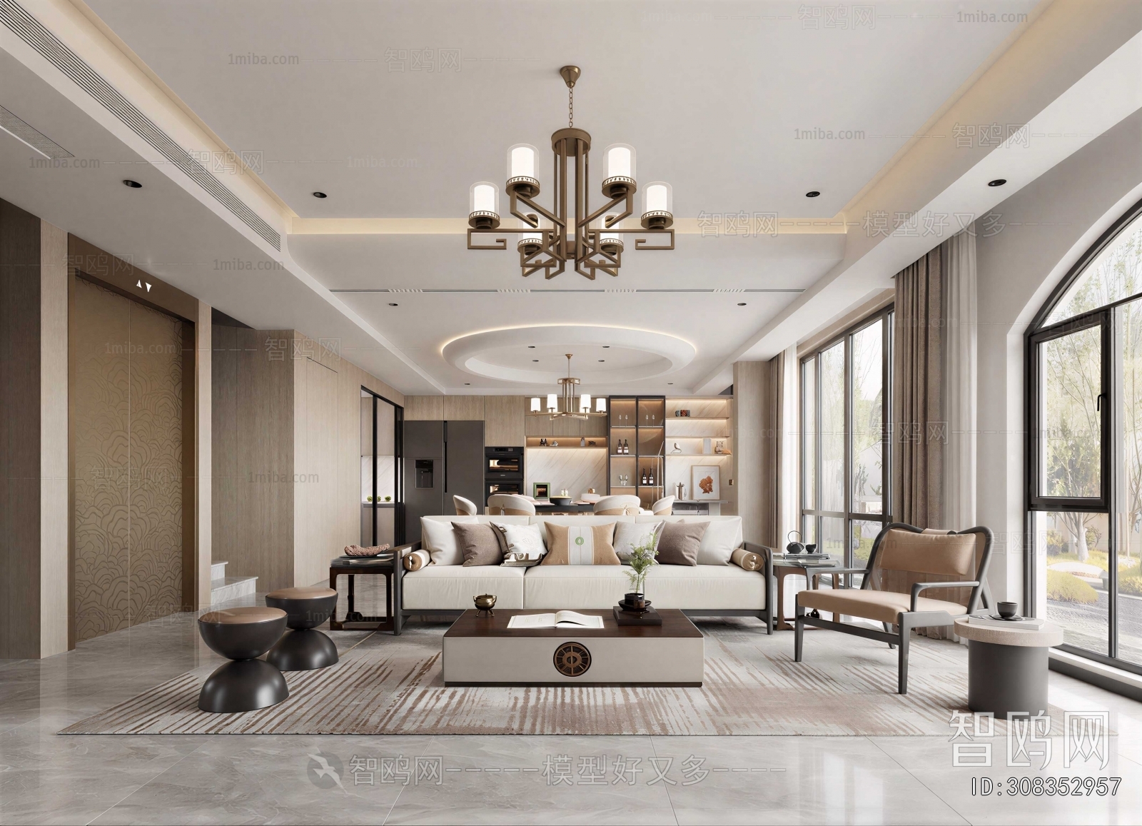 New Chinese Style A Living Room