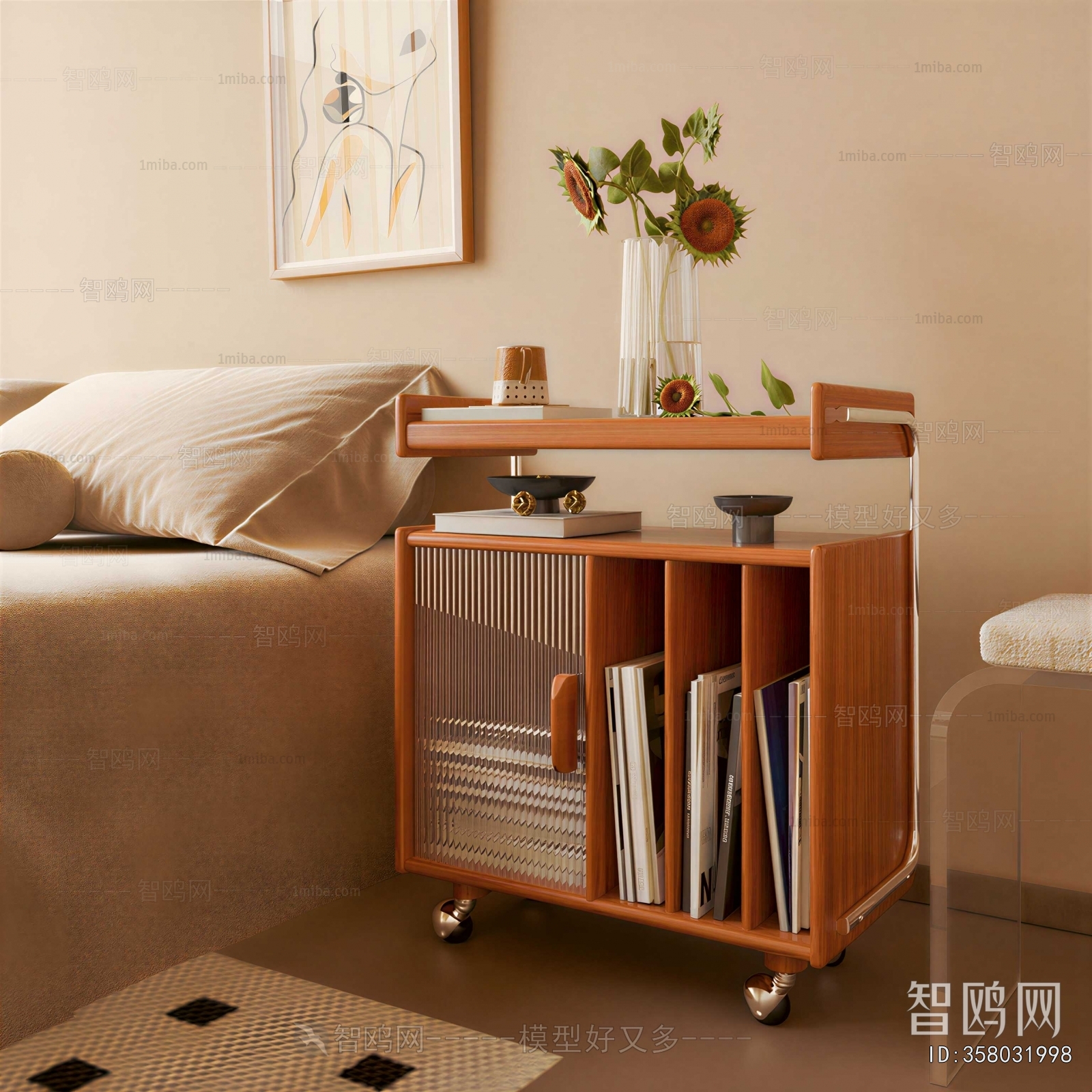 Wabi-sabi Style Bedside Cupboard