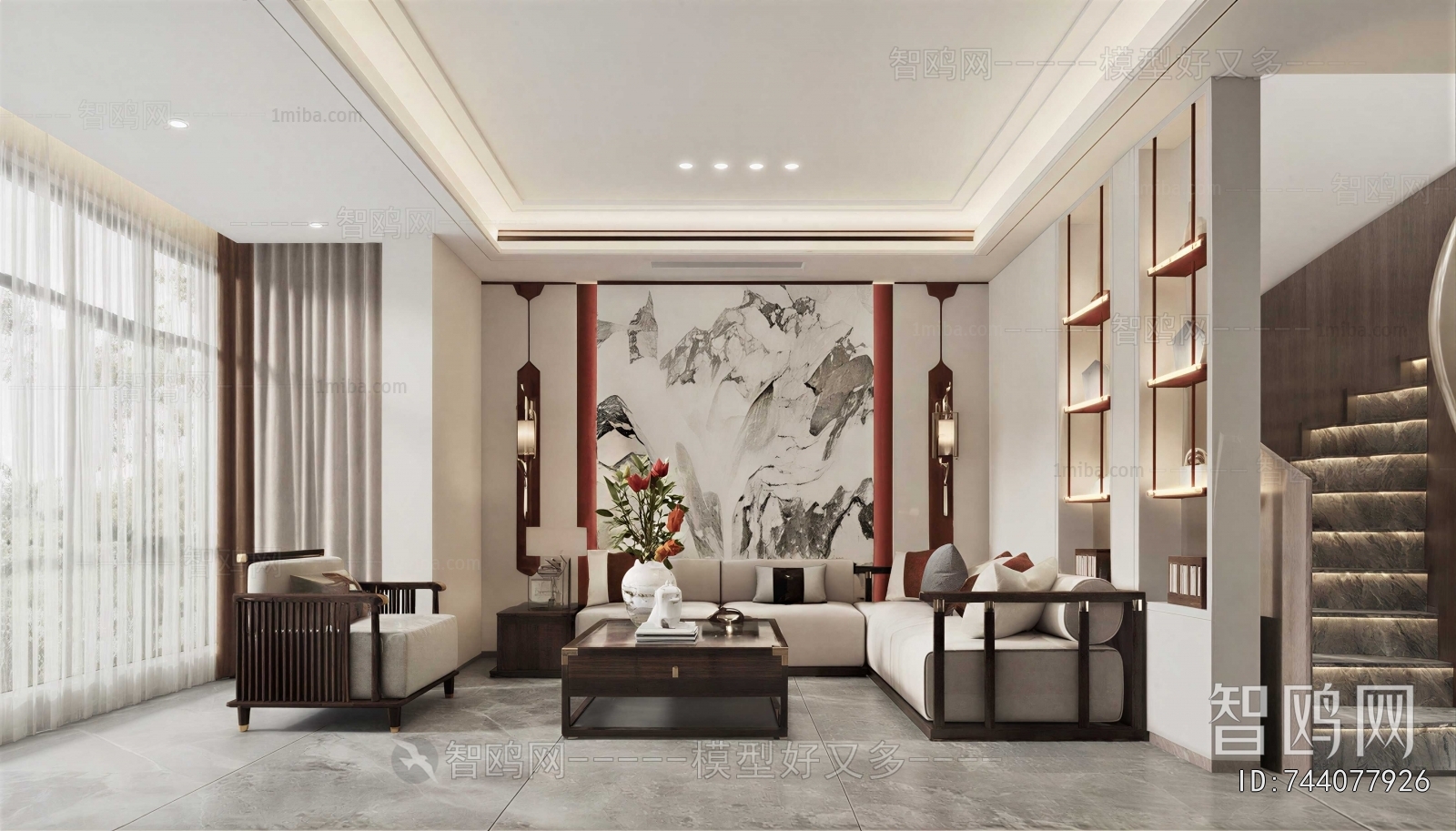 New Chinese Style A Living Room