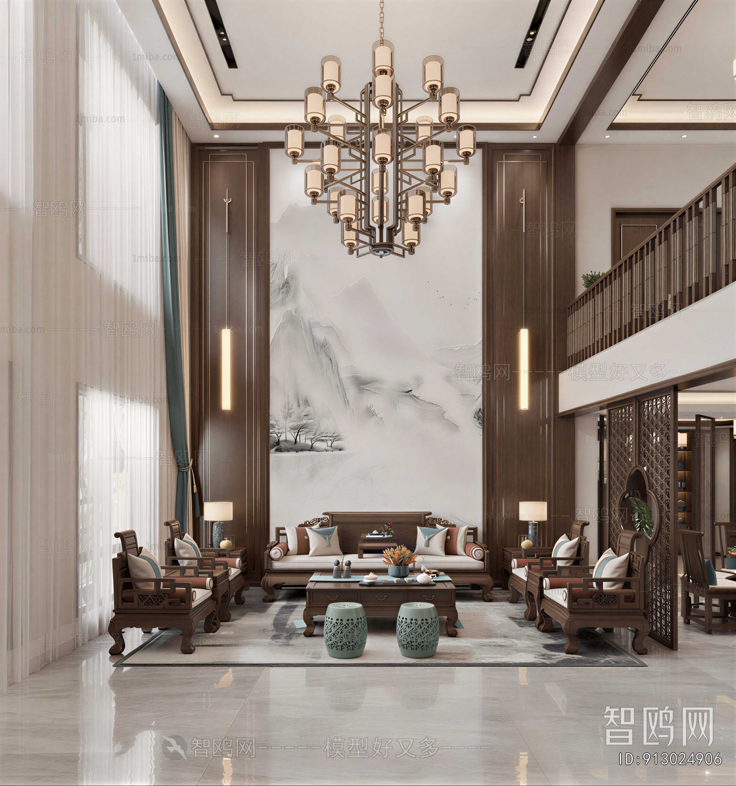 New Chinese Style A Living Room
