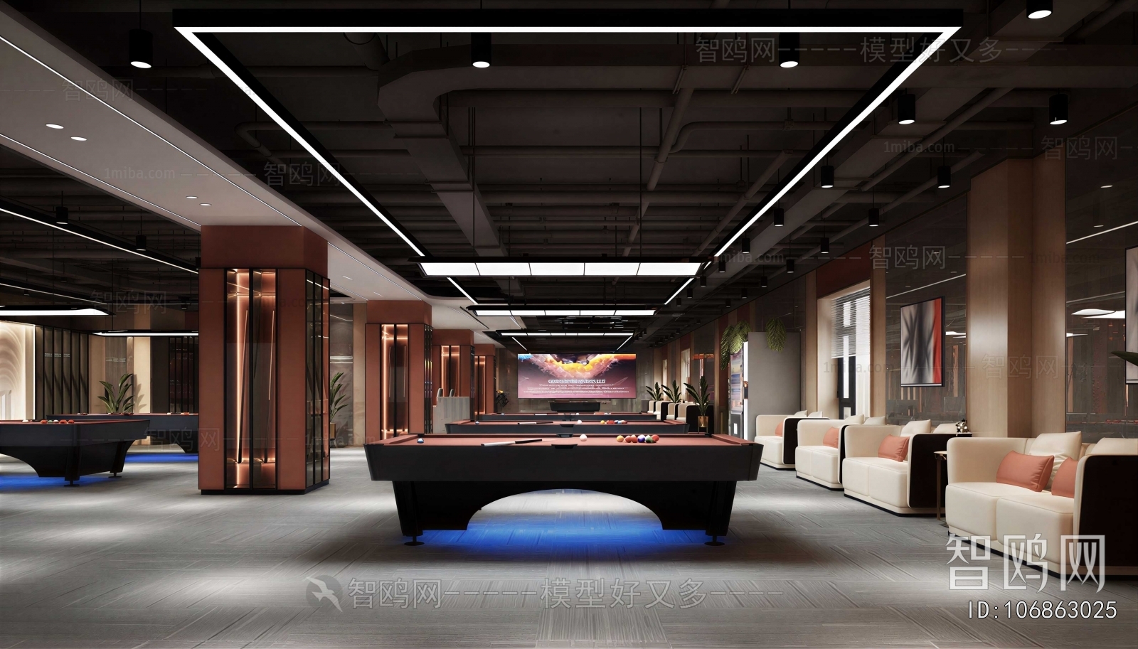 Wabi-sabi Style Billiard Room