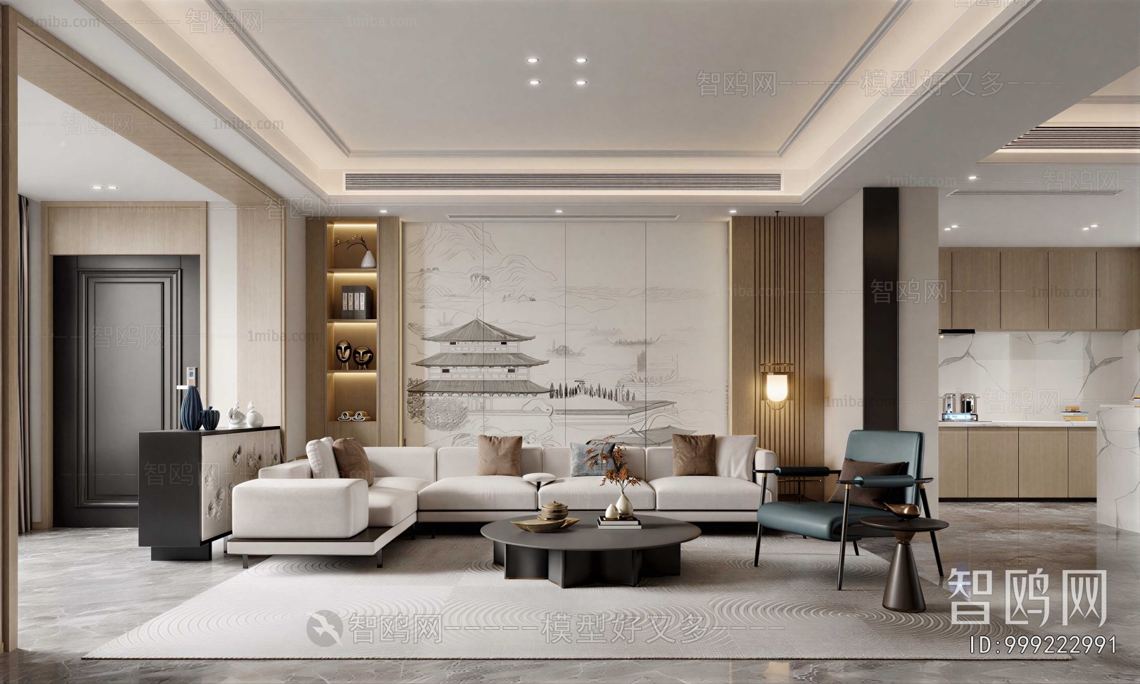 New Chinese Style A Living Room