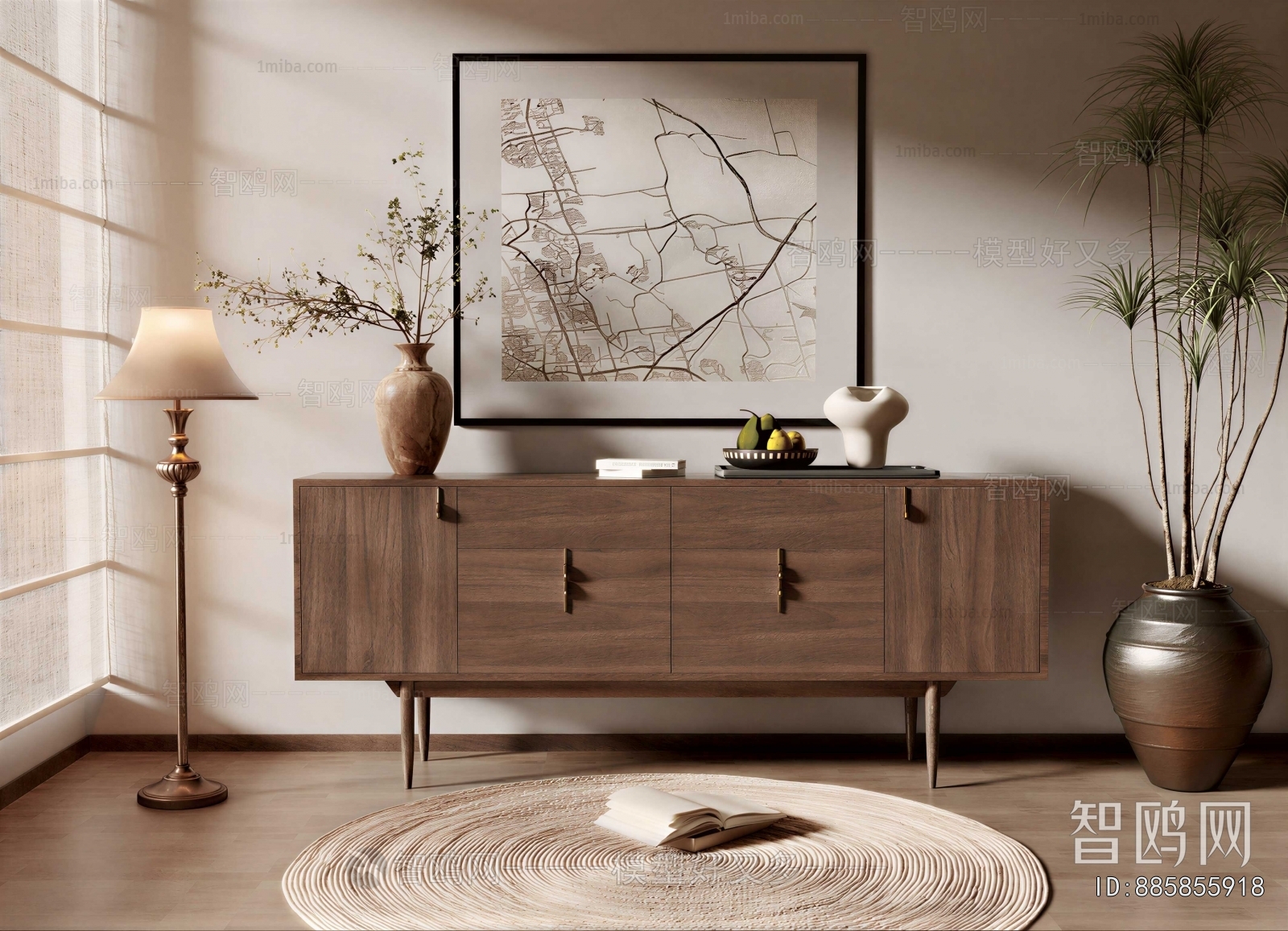 Wabi-sabi Style Side Cabinet