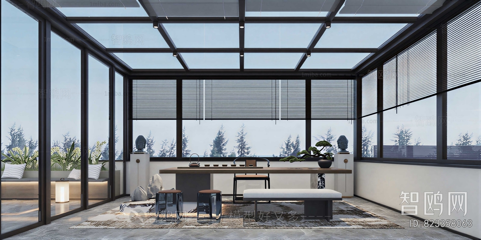 New Chinese Style Glass Sun Room