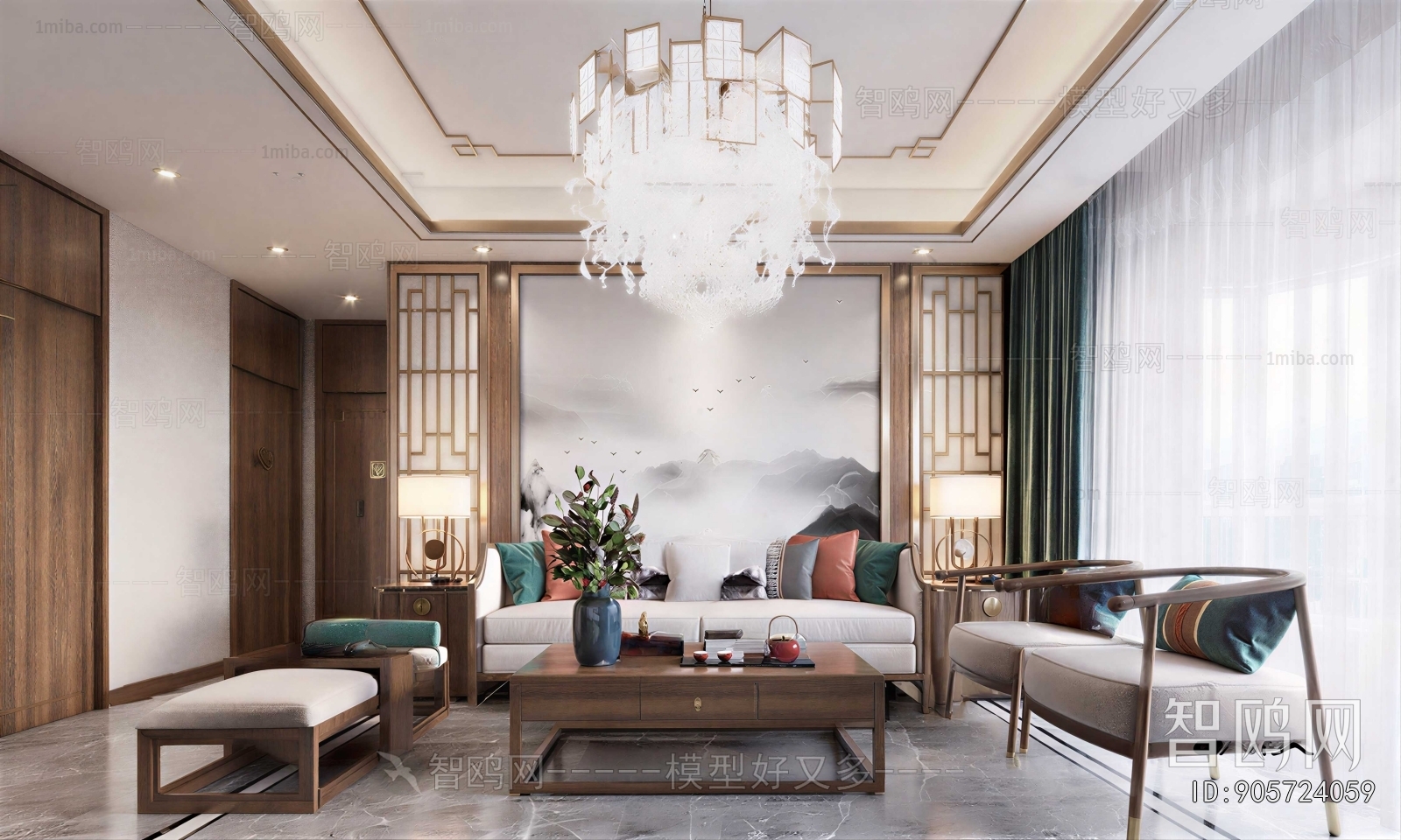 New Chinese Style A Living Room