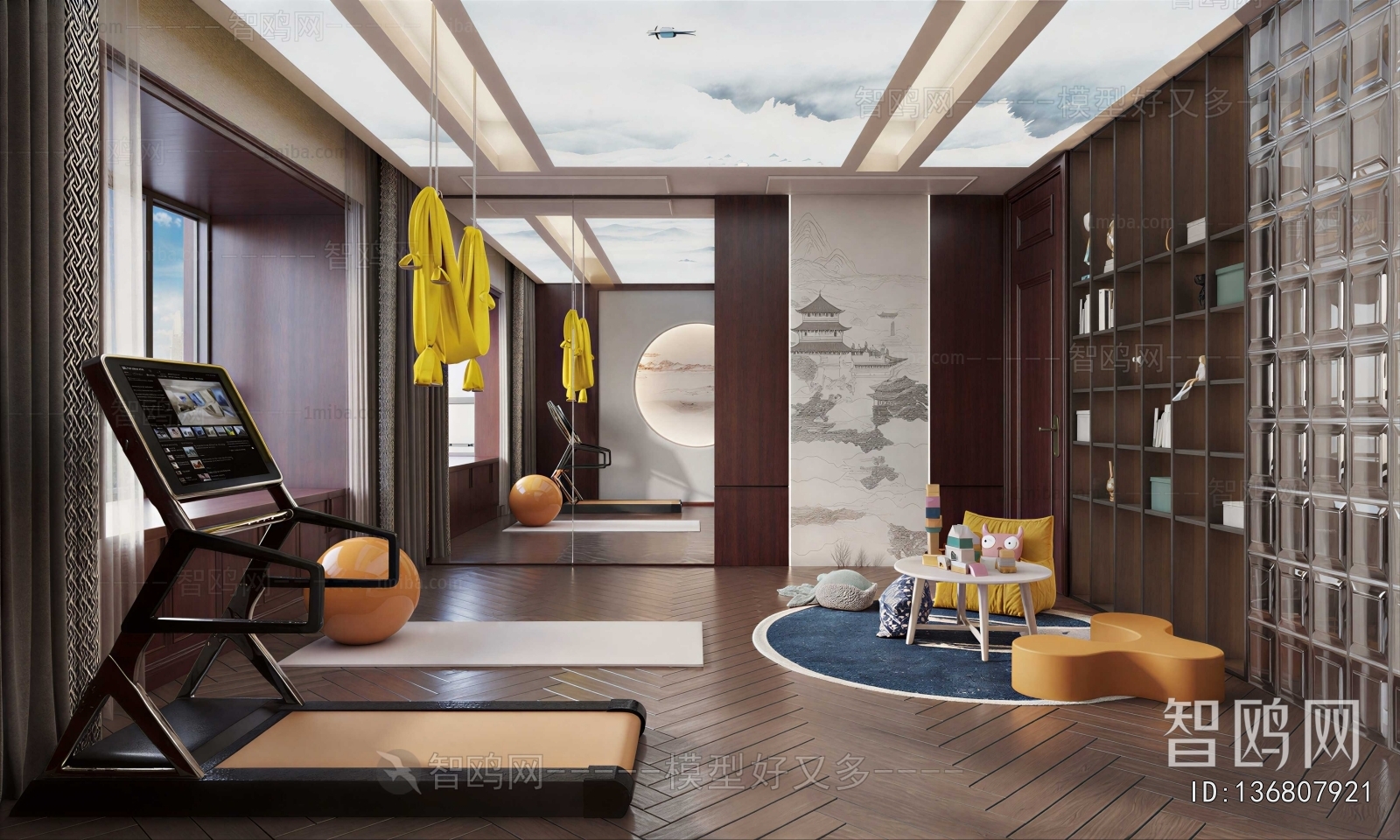 New Chinese Style Home Fitness Room