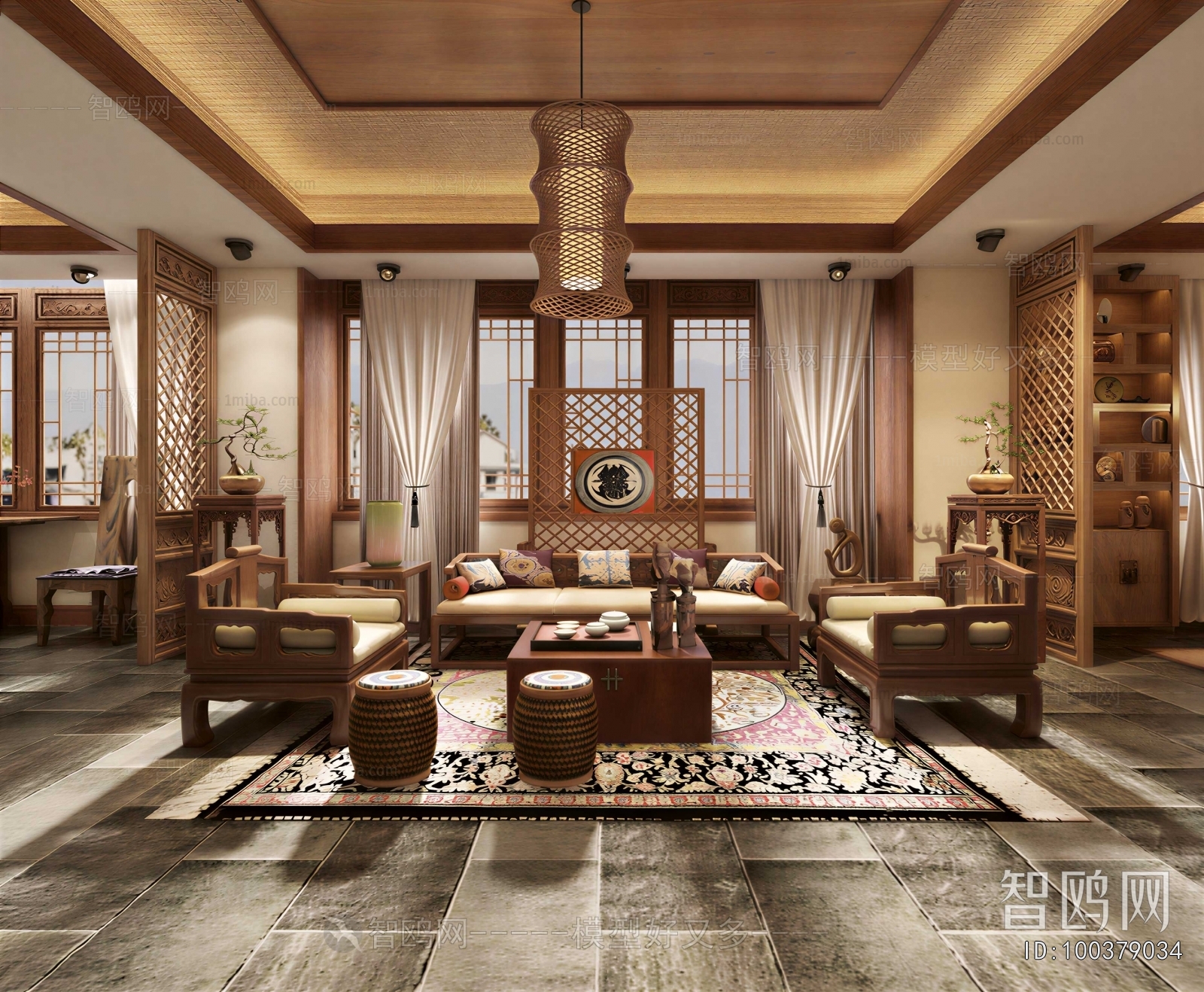 New Chinese Style A Living Room