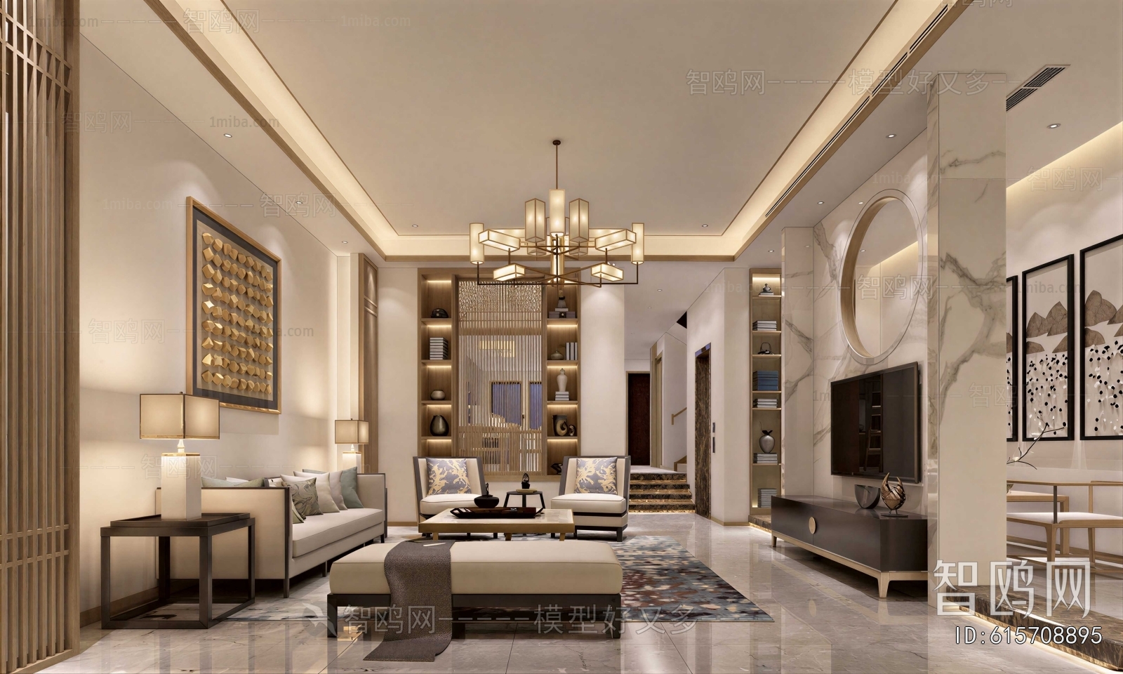 New Chinese Style A Living Room