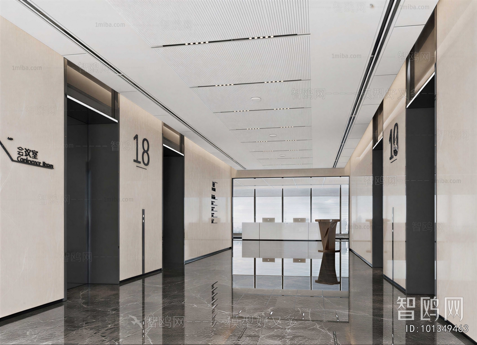 Modern Office Elevator Hall