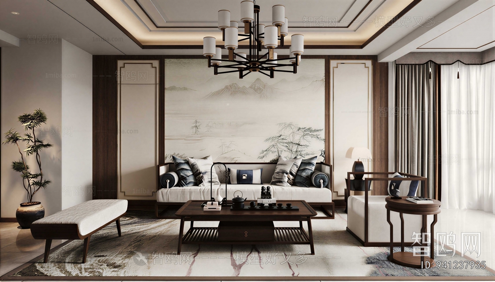 New Chinese Style A Living Room