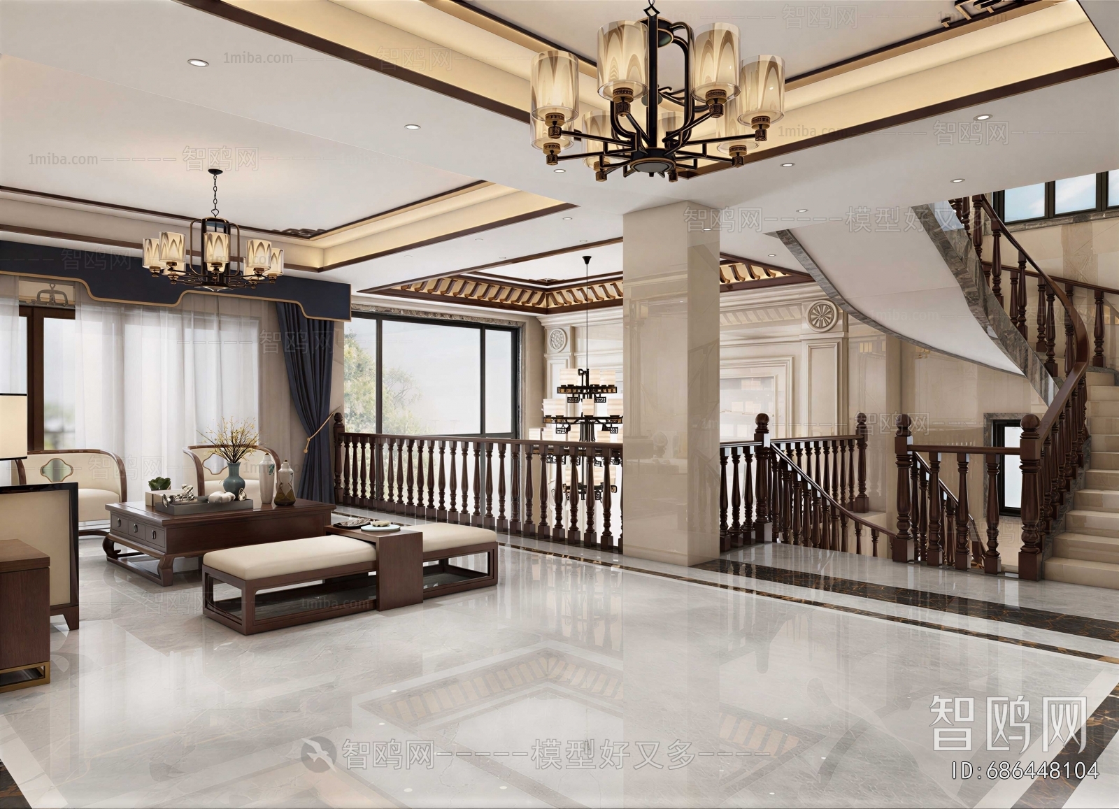 New Chinese Style A Living Room