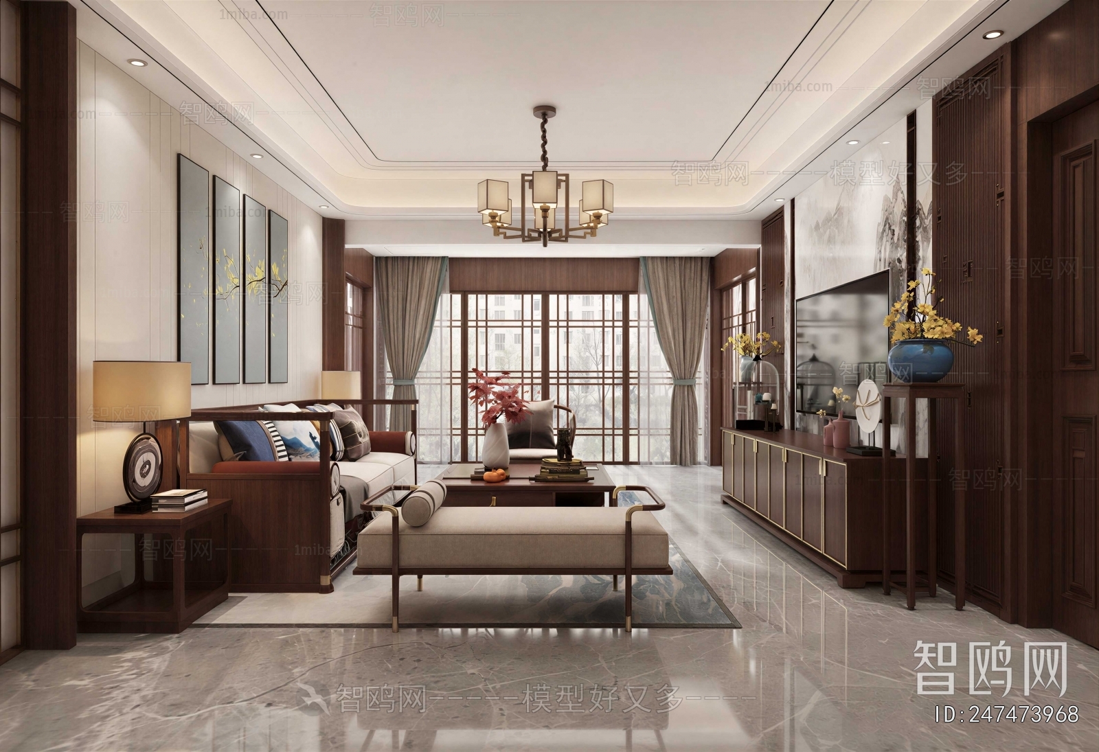 New Chinese Style A Living Room